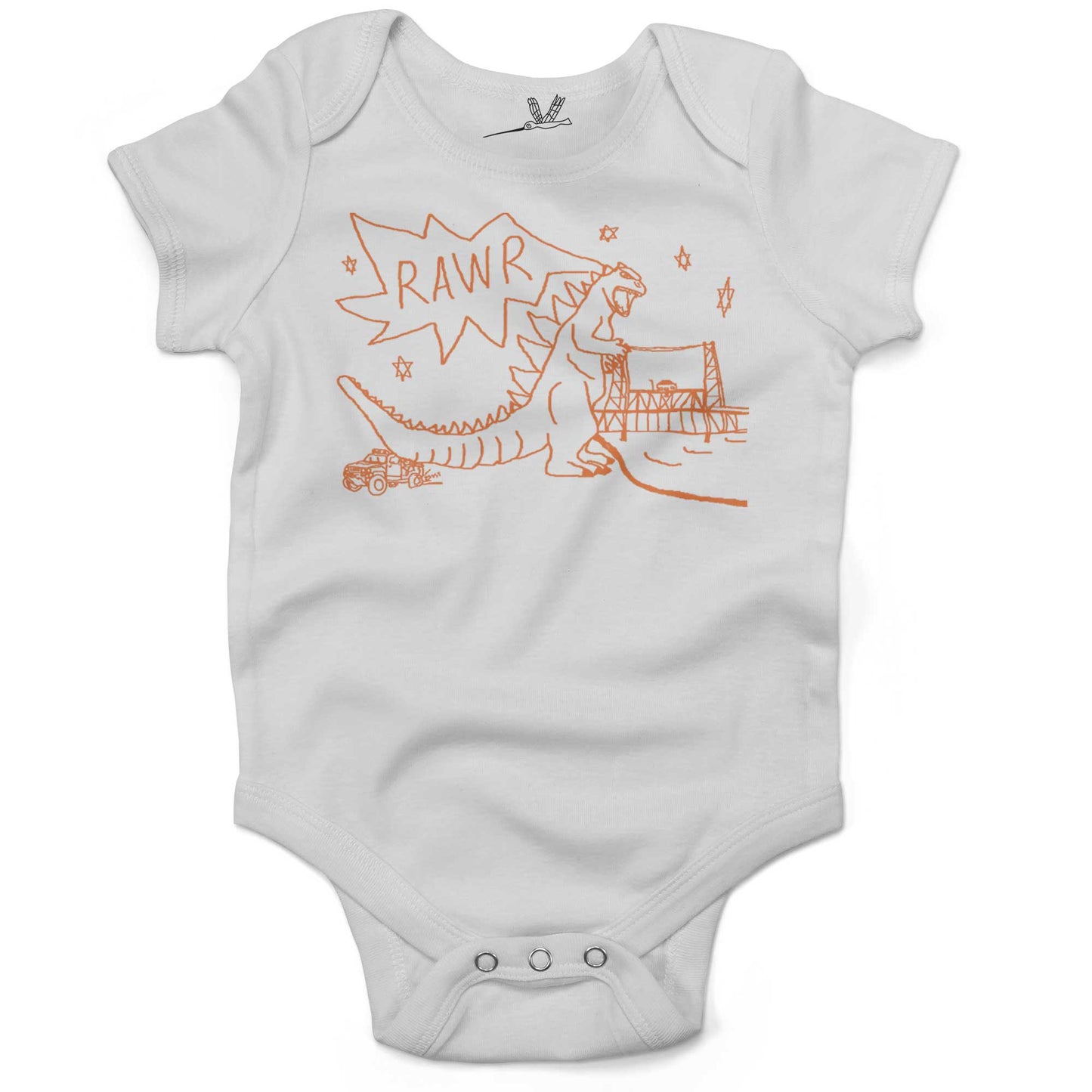 RAWR Dinosaur Infant Bodysuit or Raglan Tee-White-3-6 months