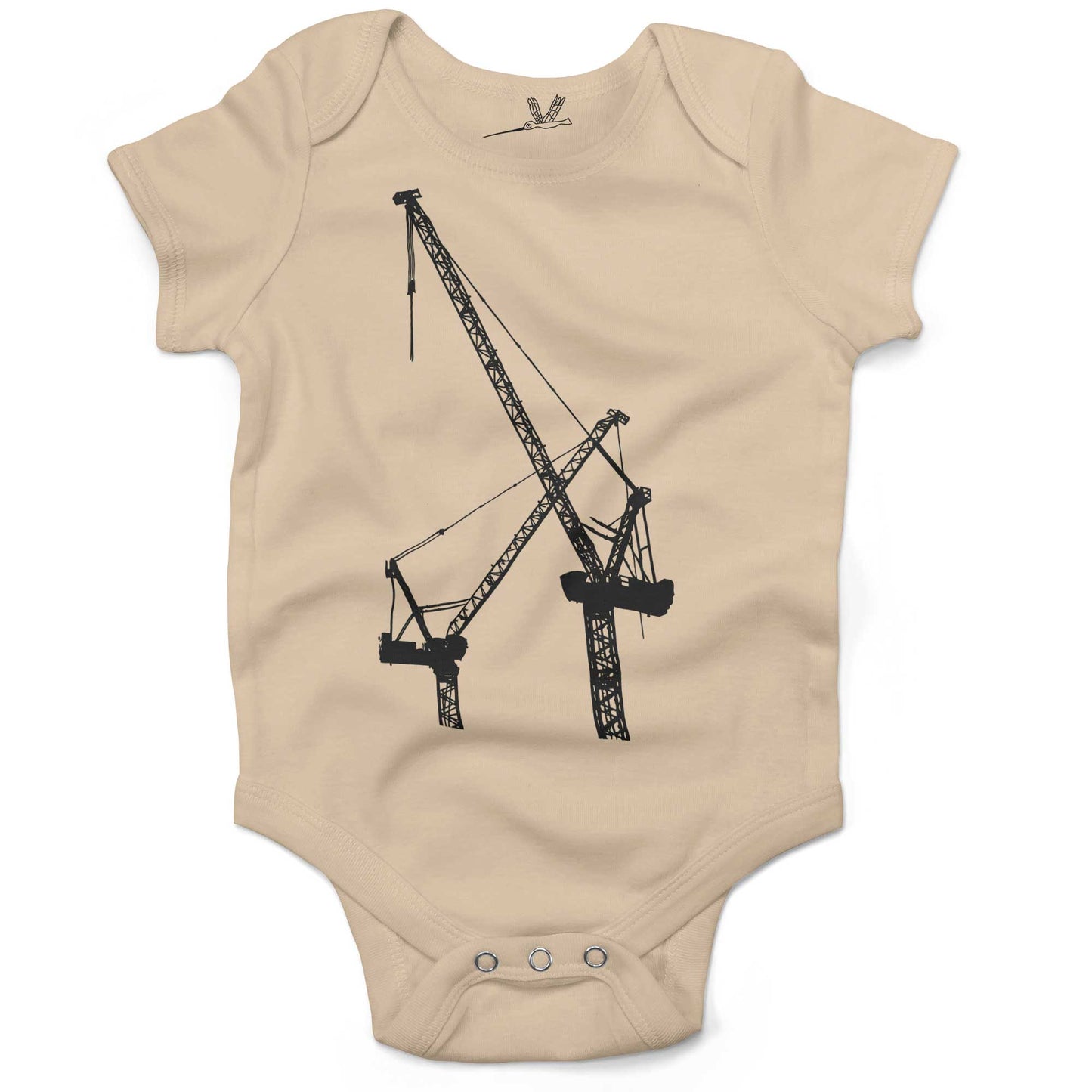 Construction Cranes Infant Bodysuit or Raglan Tee-Organic Natural-3-6 months