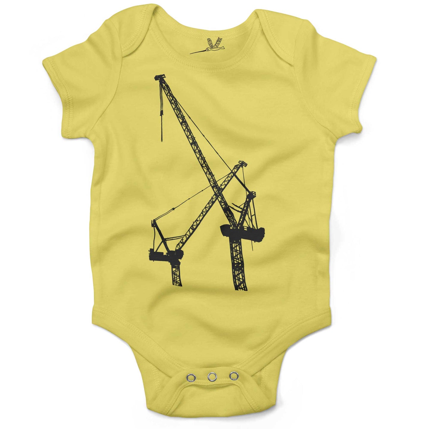 Construction Cranes Infant Bodysuit or Raglan Tee-Yellow-3-6 months
