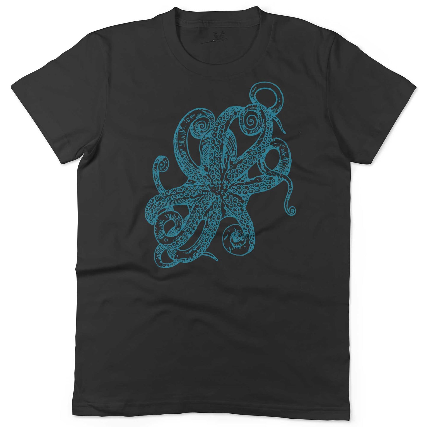 Octopus Underbelly Unisex Or Women's Cotton T-shirt-Black-Woman