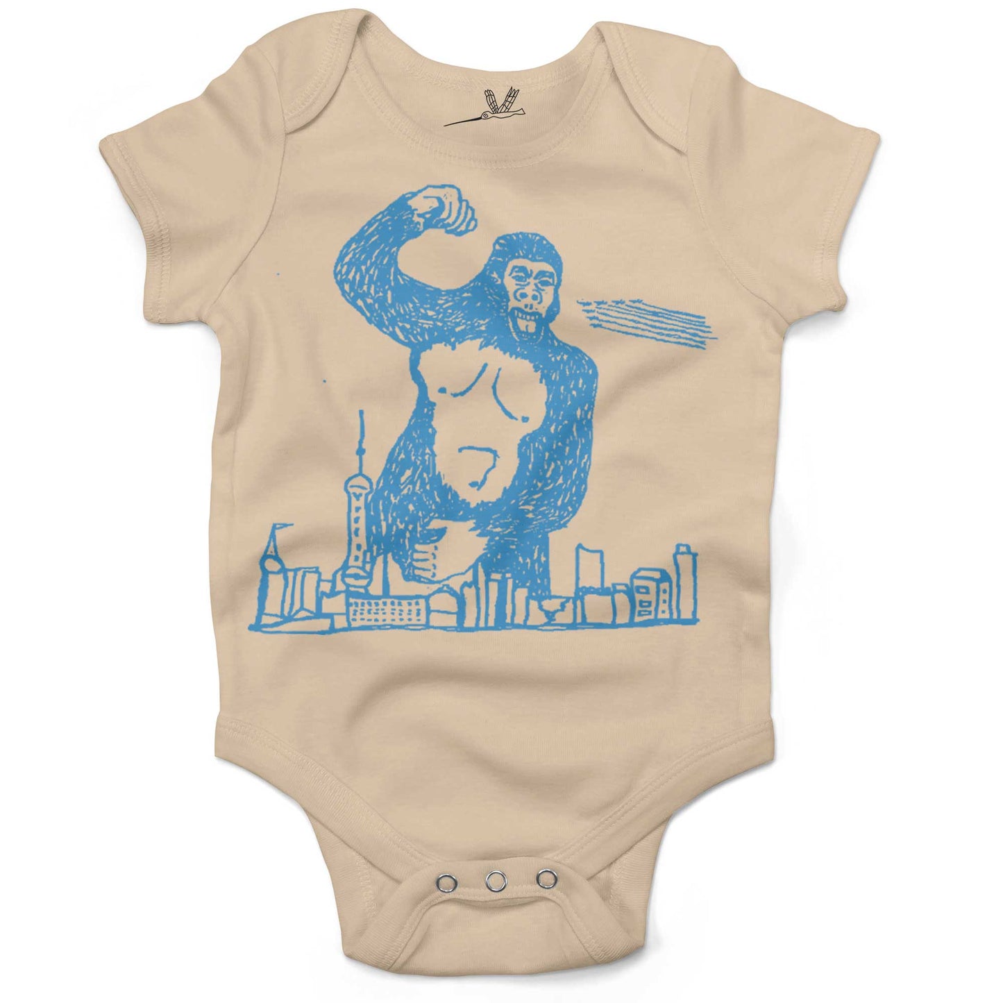 Giant Gorilla Drawing Infant Bodysuit or Raglan Tee-Organic Natural-3-6 months