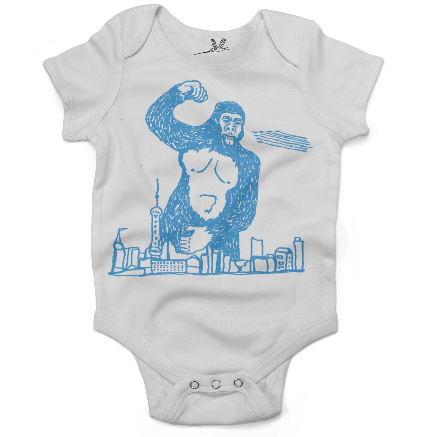 Giant Gorilla Drawing Infant Bodysuit or Raglan Tee-White-3-6 months