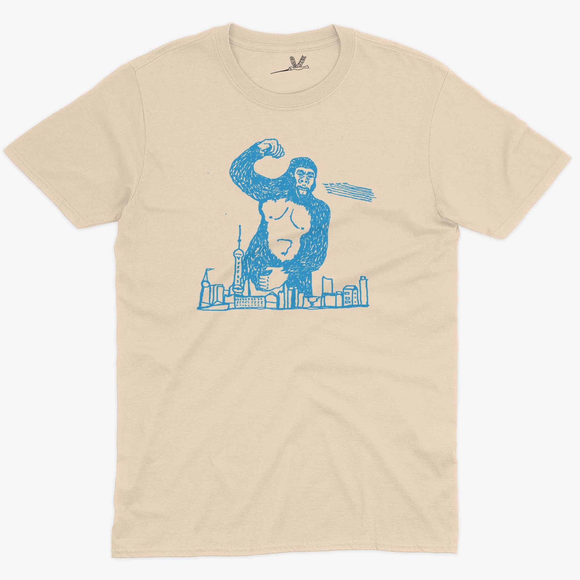 Giant Gorilla Drawing Unisex Or Women's Cotton T-shirt-Organic Natural-Unisex