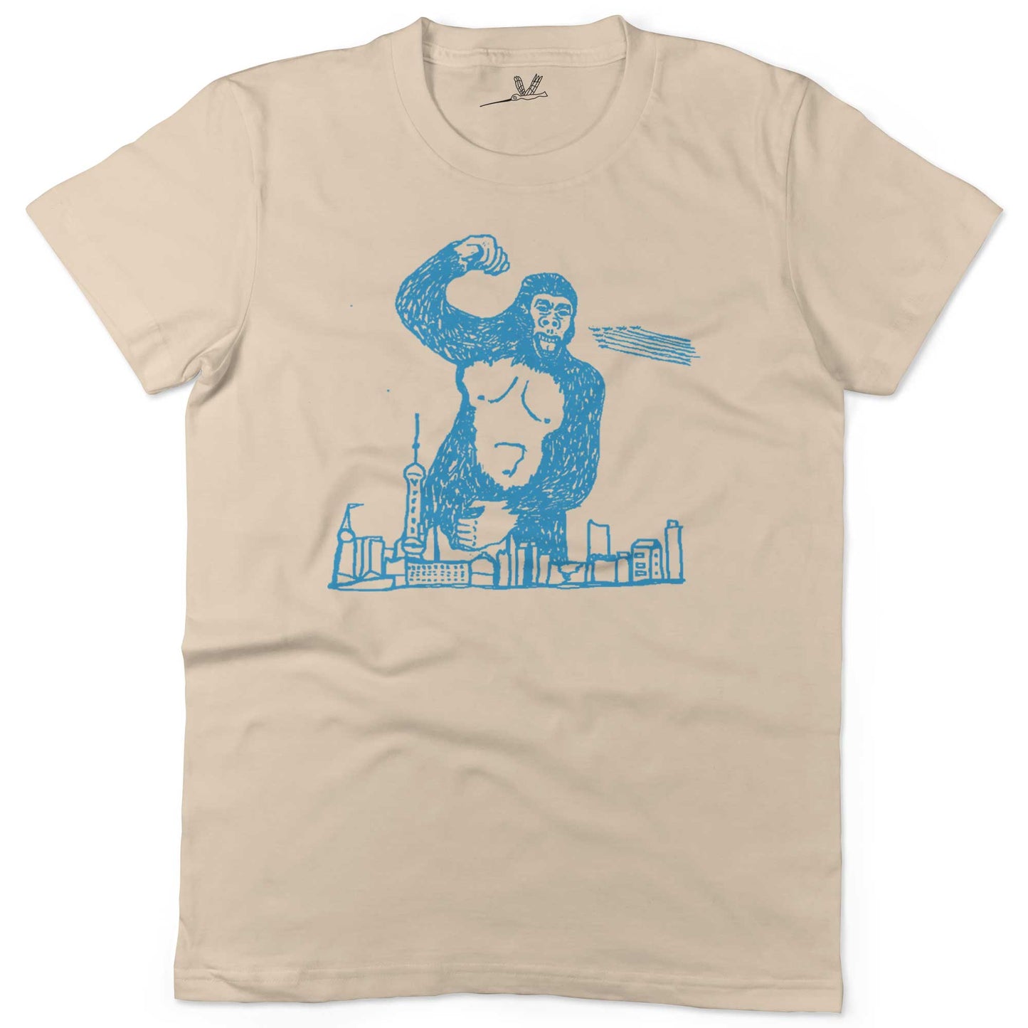 Giant Gorilla Drawing Unisex Or Women's Cotton T-shirt-Organic Natural-Woman