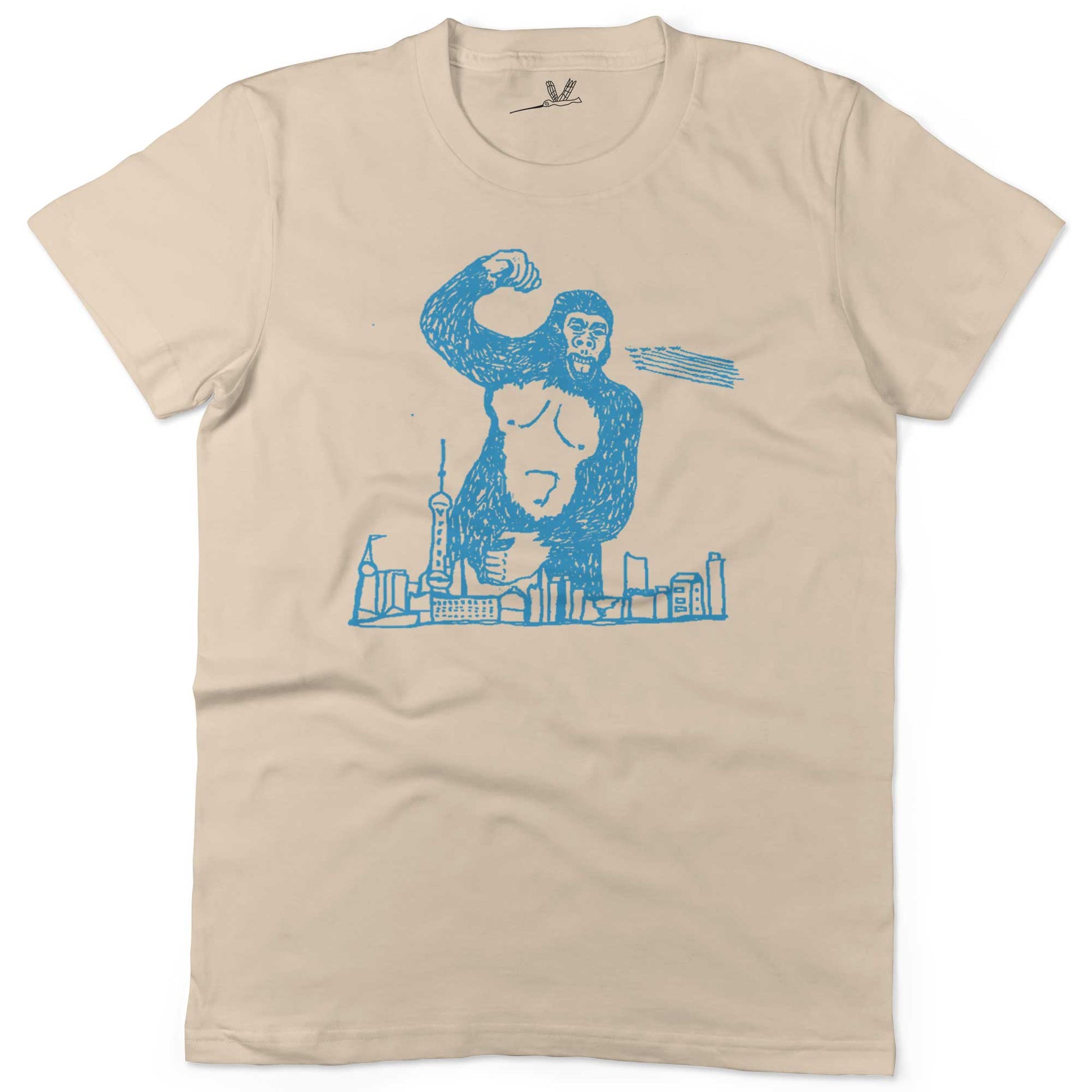 Giant Gorilla Drawing Unisex Or Women's Cotton T-shirt-Organic Natural-Woman