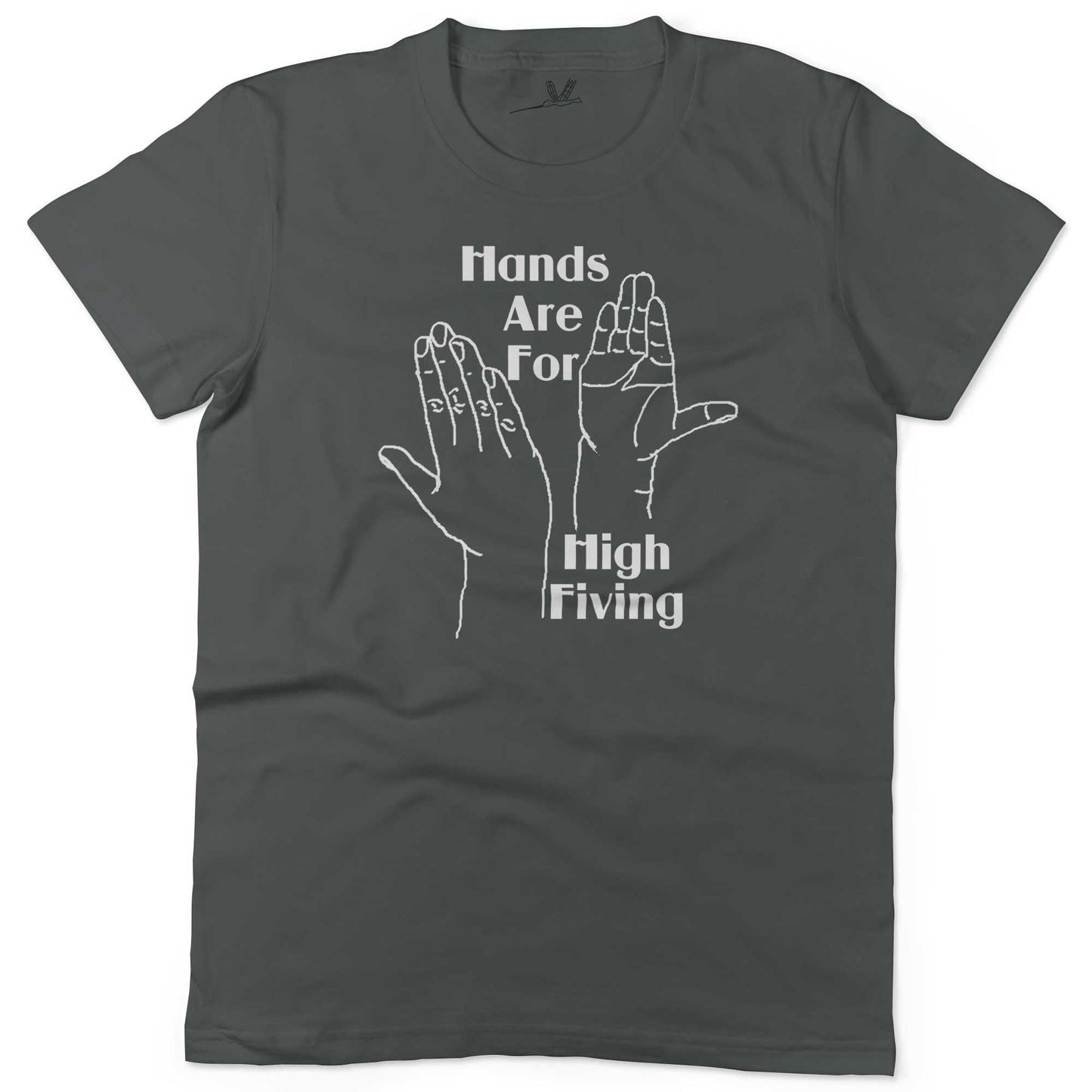 Hands High Fiving Unisex Or Women's Cotton T-shirt-Asphalt-Woman