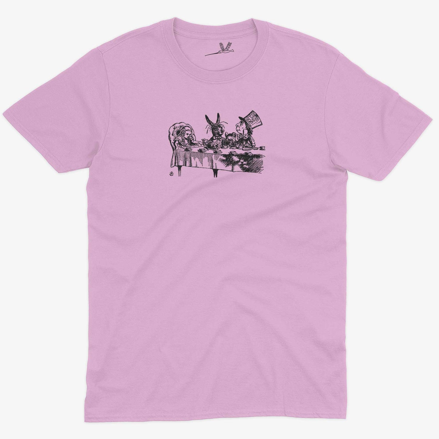 Alice In Wonderland Tea Party Unisex Or Women's Cotton T-shirt-Pink-Unisex