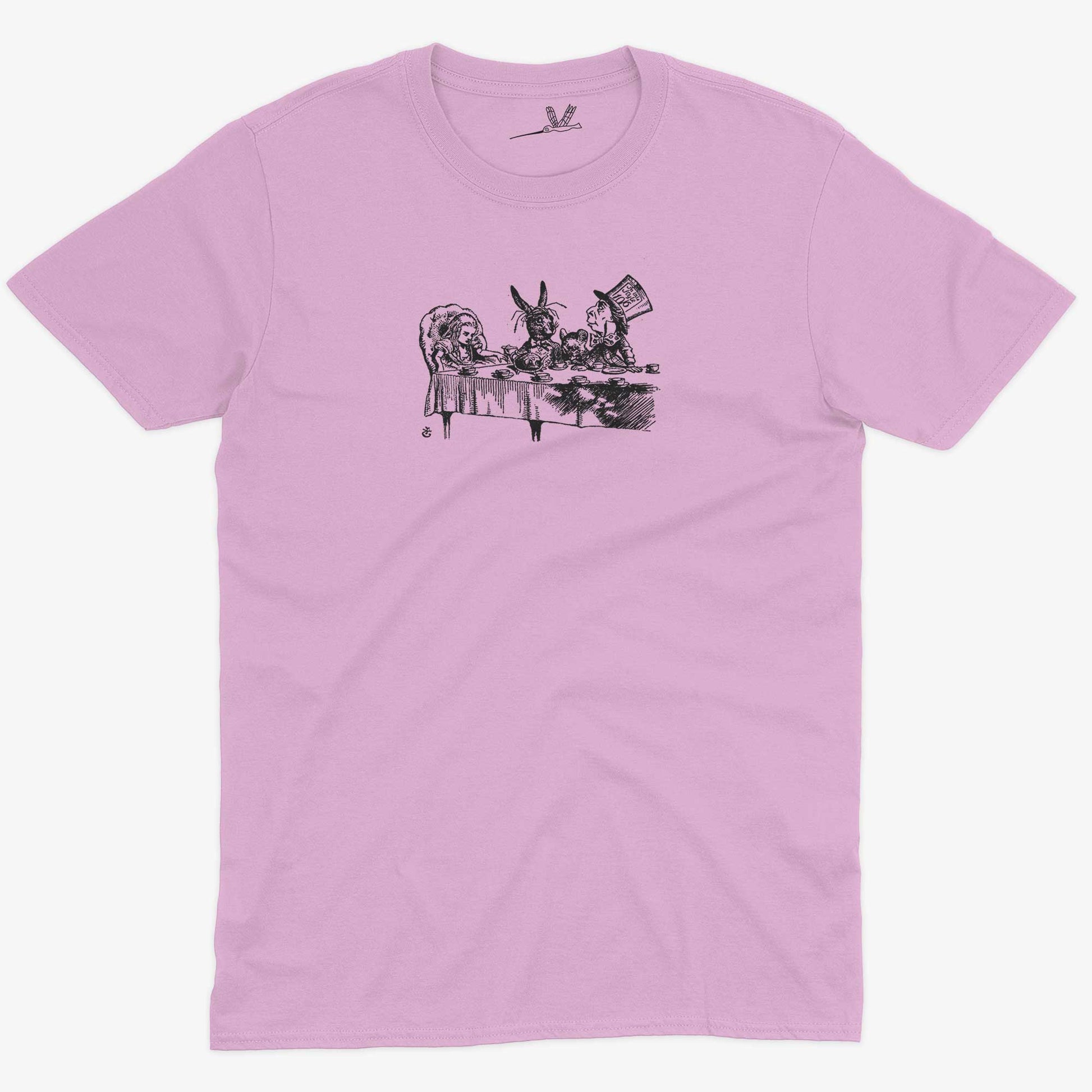 Alice In Wonderland Tea Party Unisex Or Women's Cotton T-shirt-Pink-Unisex