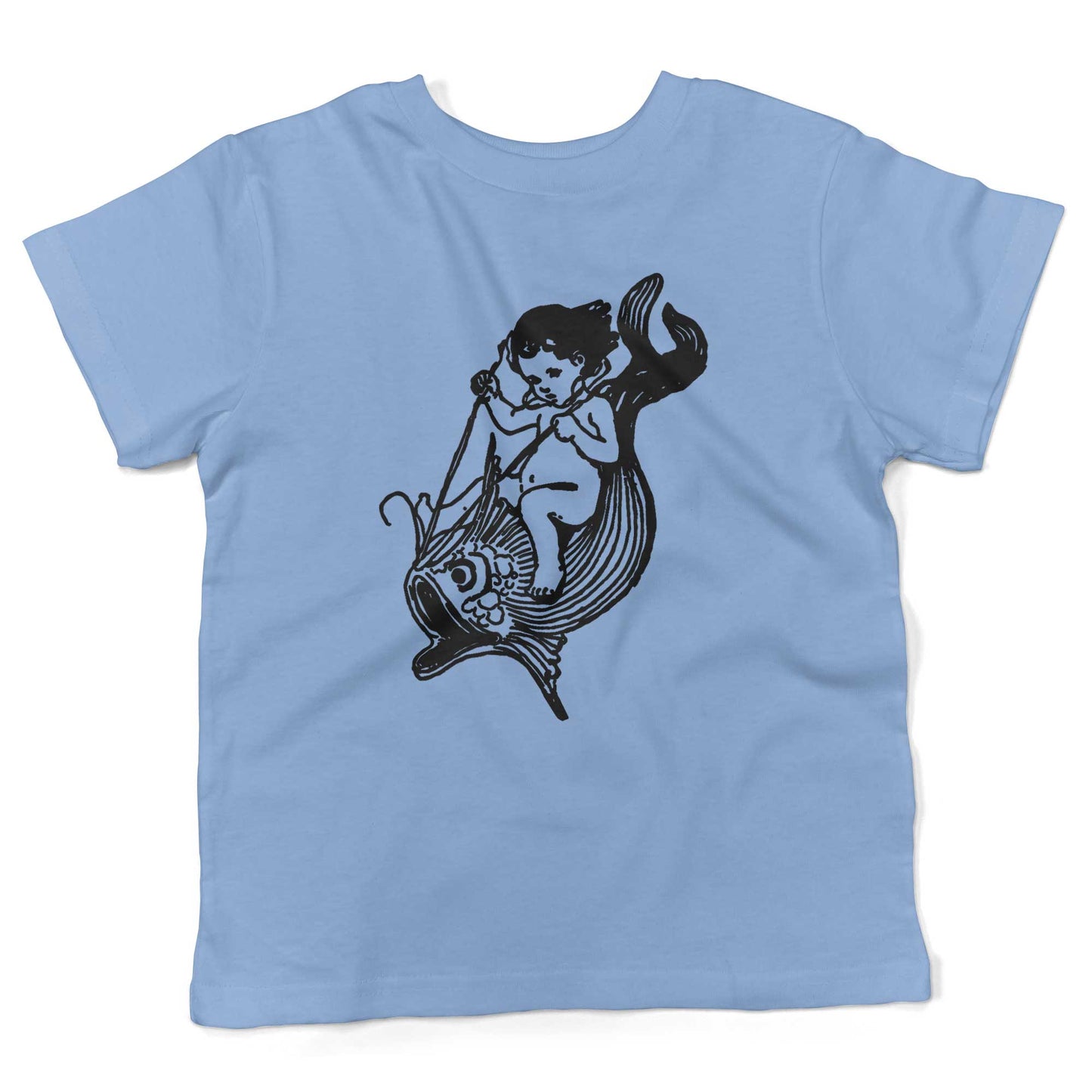 Water Baby Riding A Giant Fish Toddler Shirt-Organic Baby Blue-2T