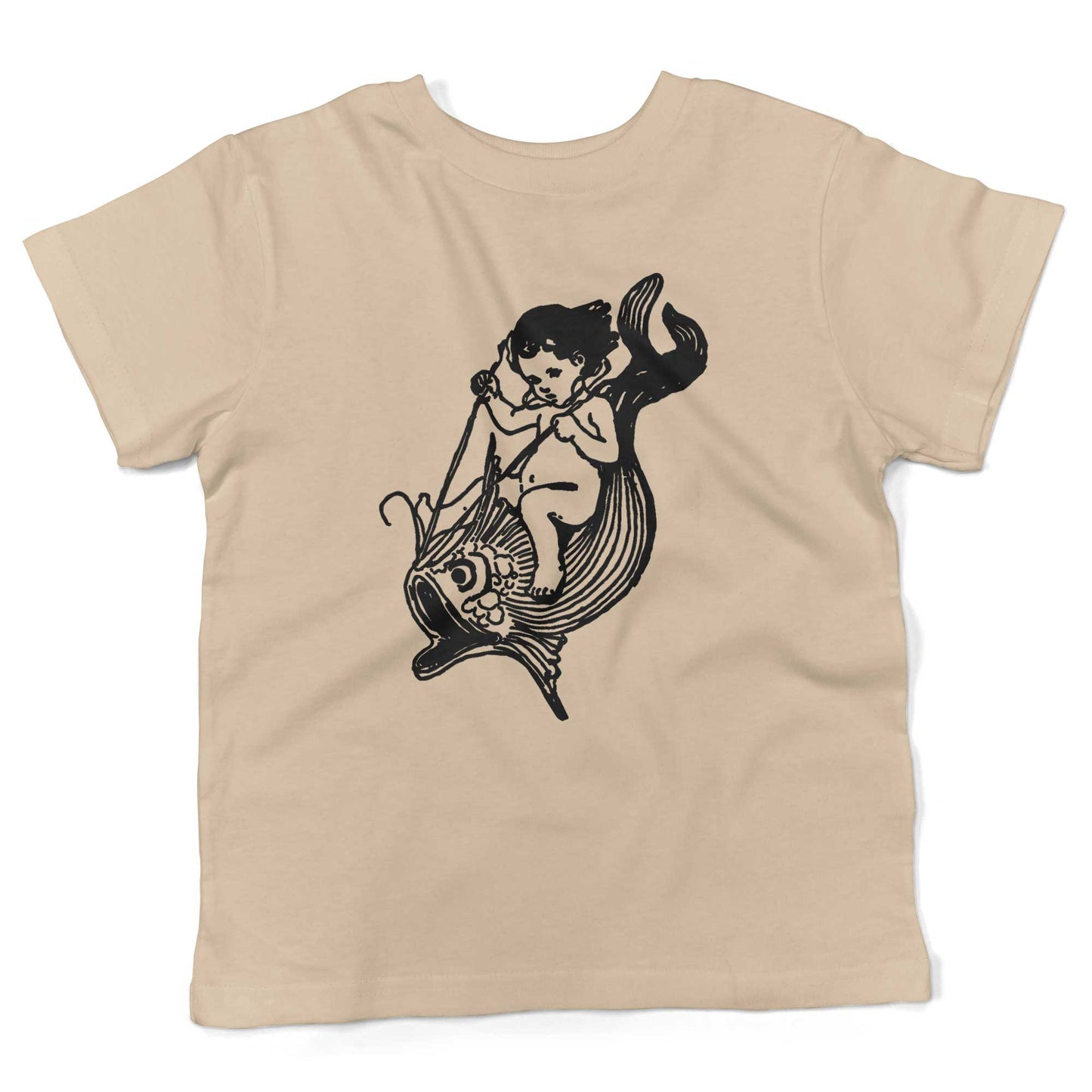 Water Baby Riding A Giant Fish Toddler Shirt-Organic Natural-2T