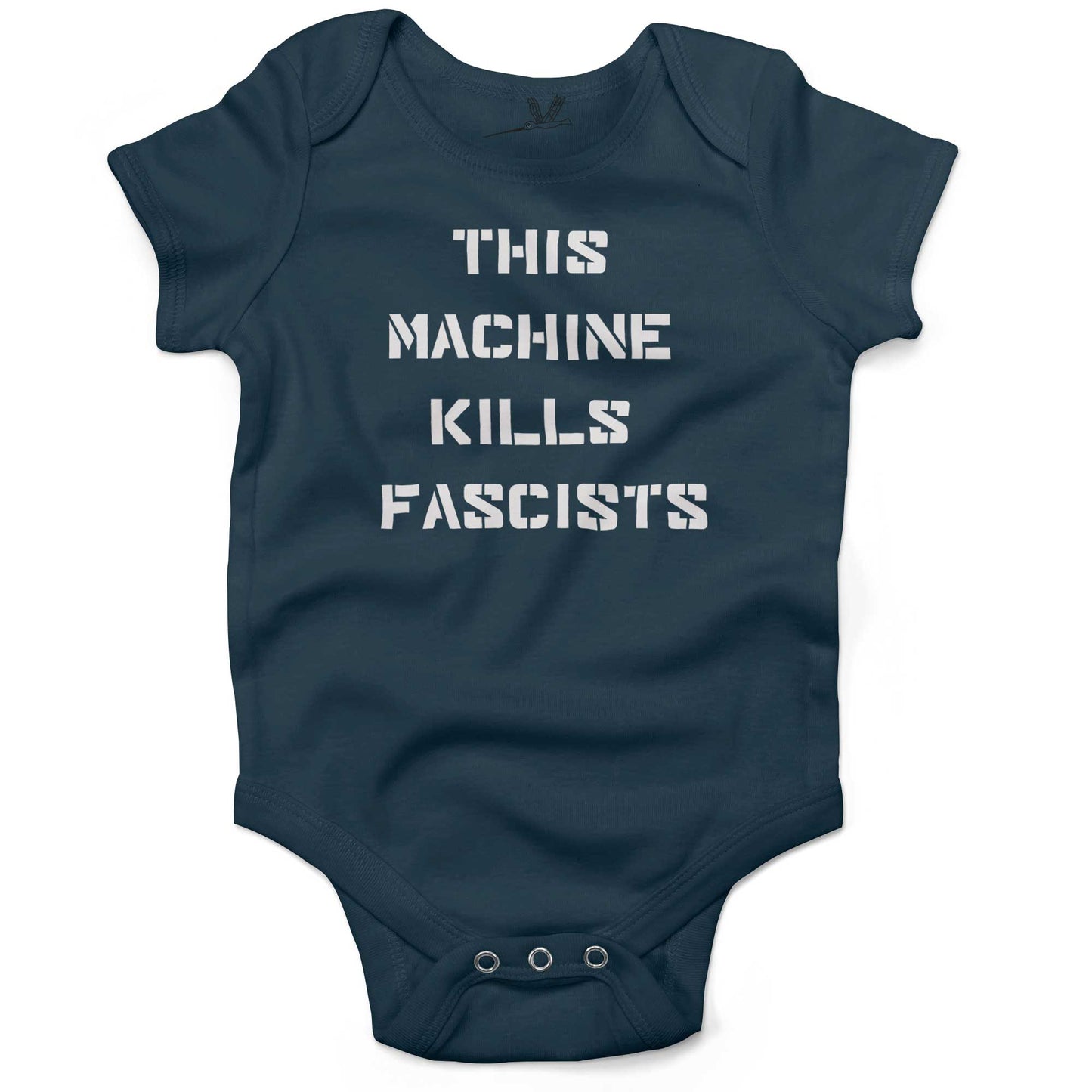 This Machine Kills Fascists Baby One Piece or Raglan Tee-Organic Pacific Blue-3-6 months