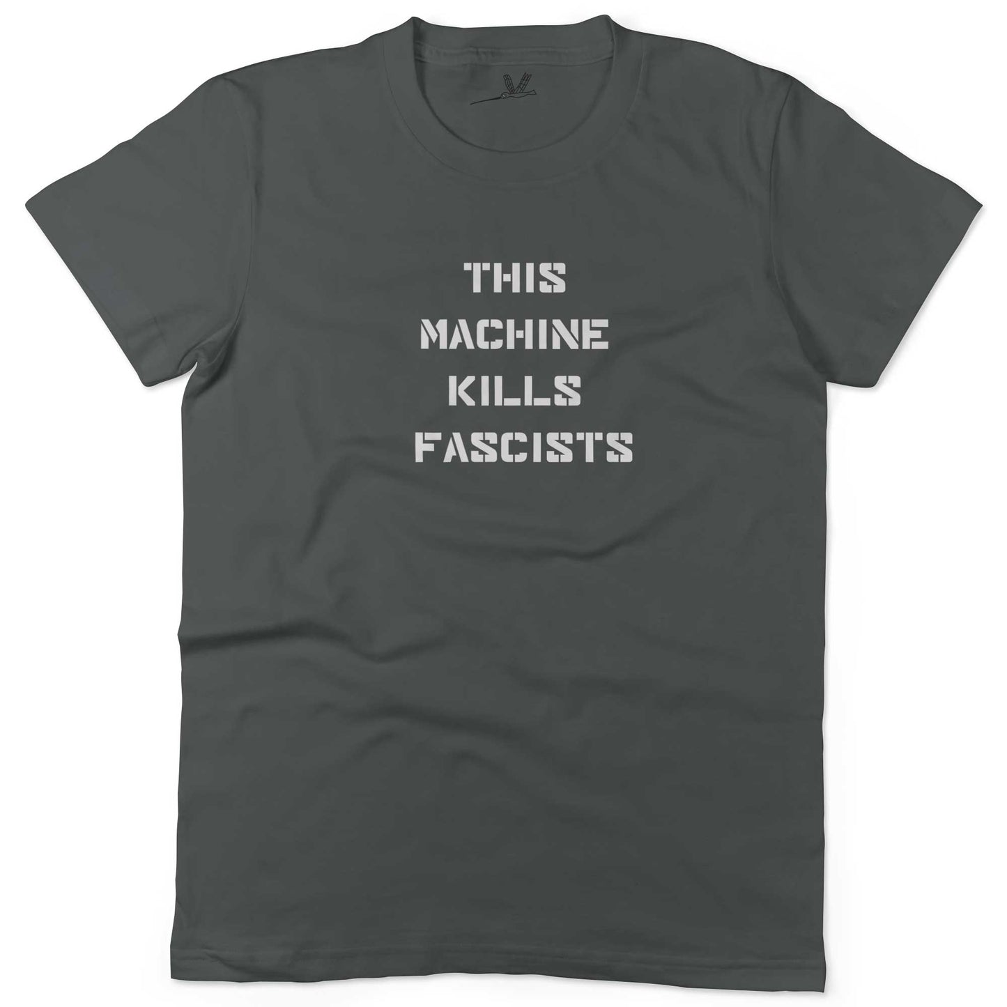 This Machine Kills Fascists Unisex Or Women's Cotton T-shirt-Asphalt-Woman