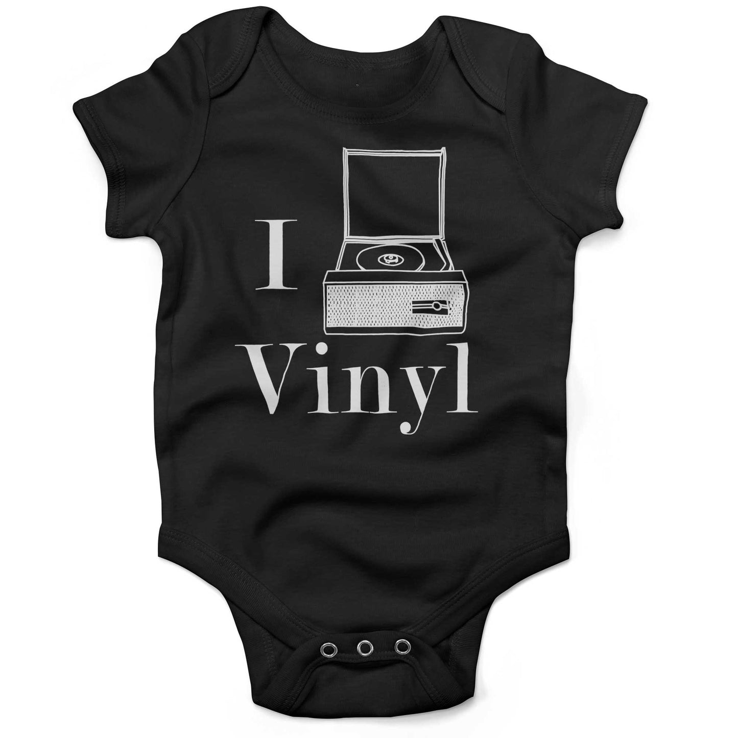 I Play Vinyl Baby One Piece or Raglan Tee-Organic Black-3-6 months