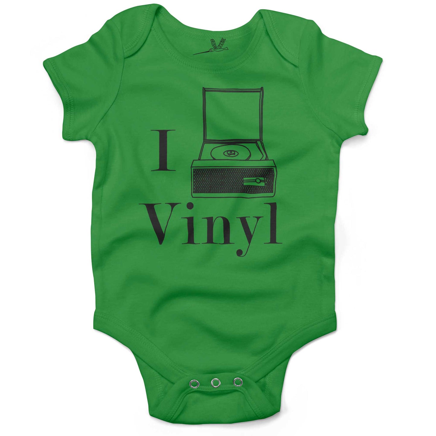 I Play Vinyl Baby One Piece or Raglan Tee-Grass Green-3-6 months