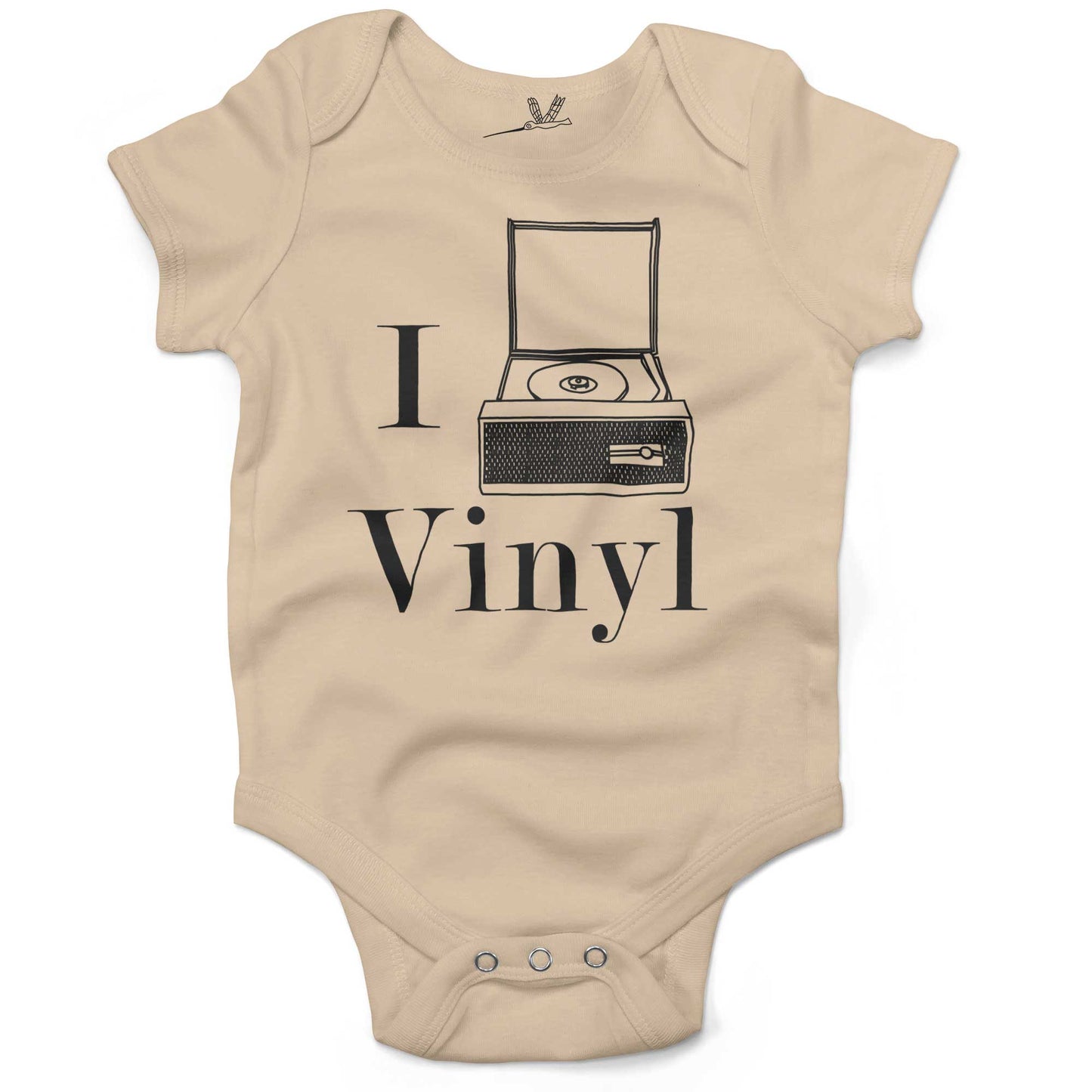 I Play Vinyl Baby One Piece or Raglan Tee-Organic Natural-3-6 months