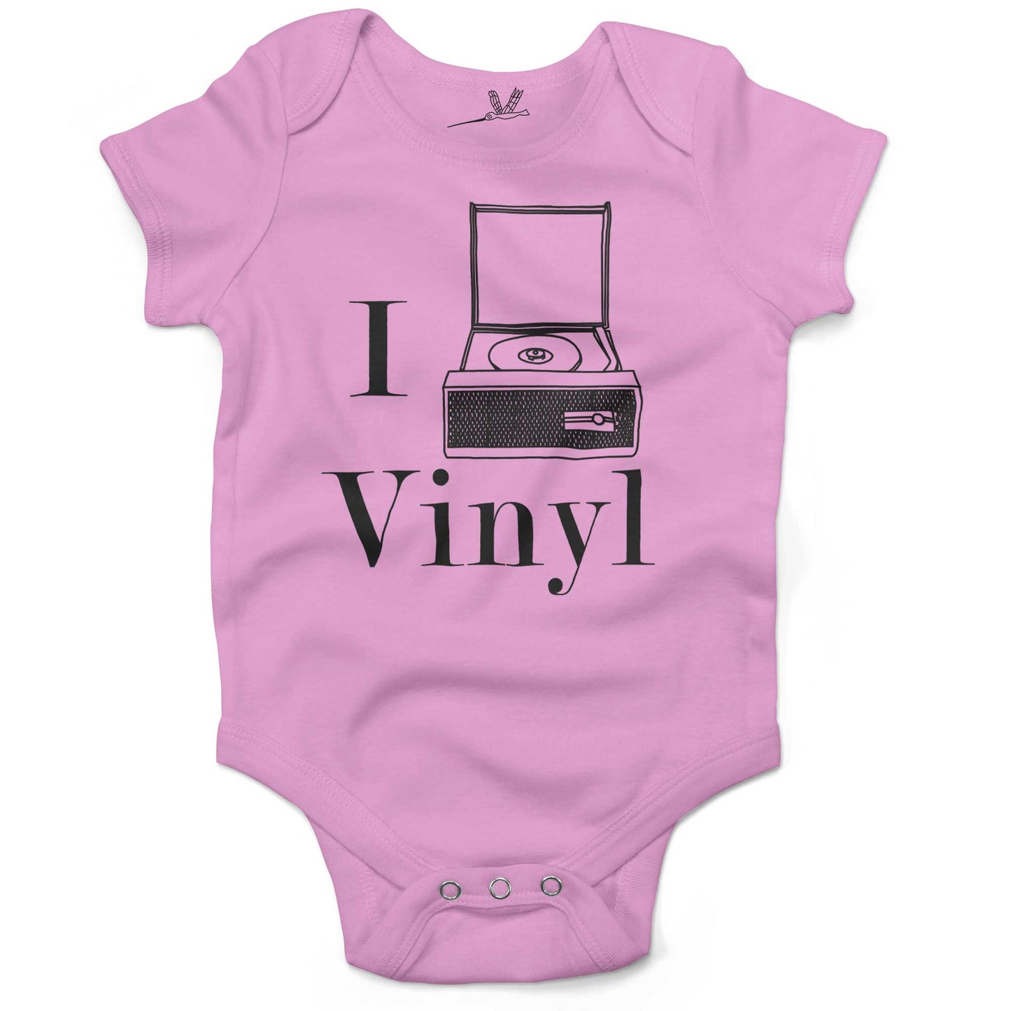 I Play Vinyl Baby One Piece or Raglan Tee-Organic Pink-3-6 months