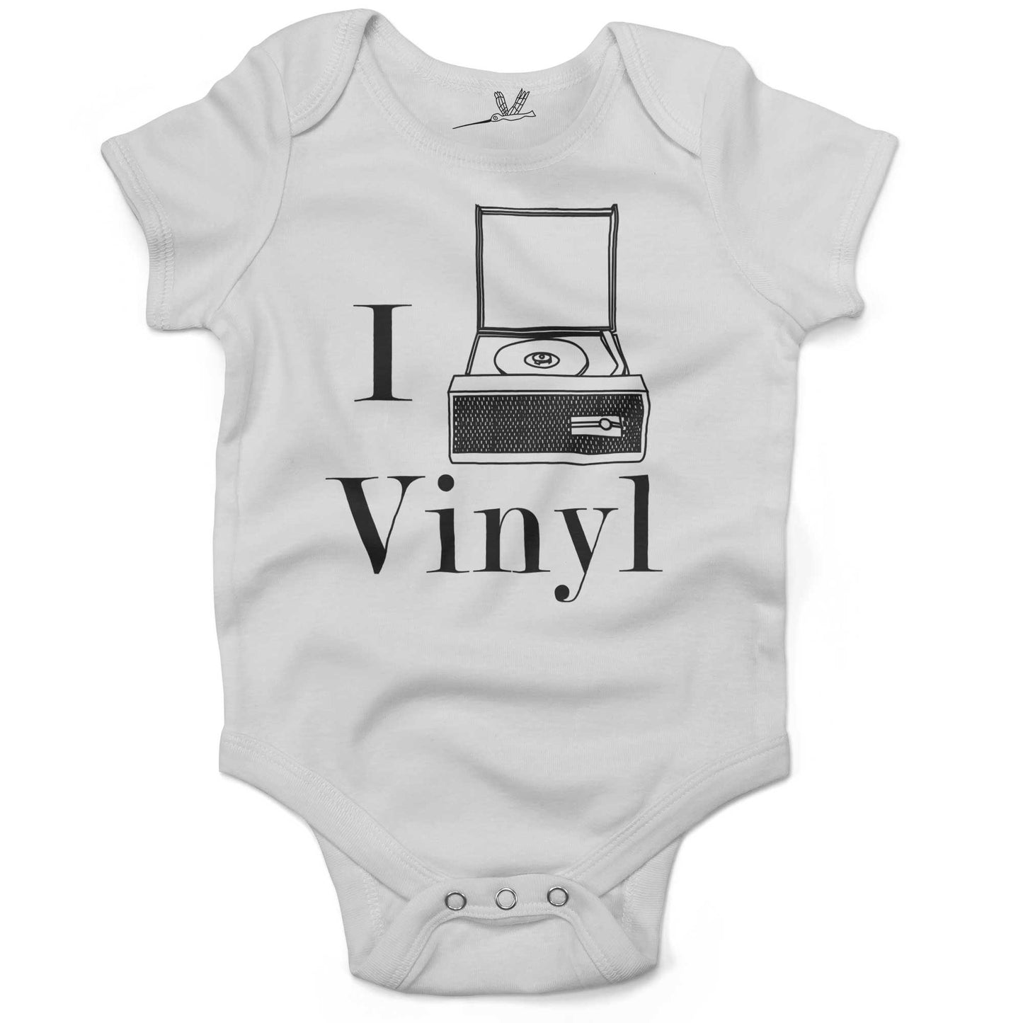 I Play Vinyl Baby One Piece or Raglan Tee-White-3-6 months