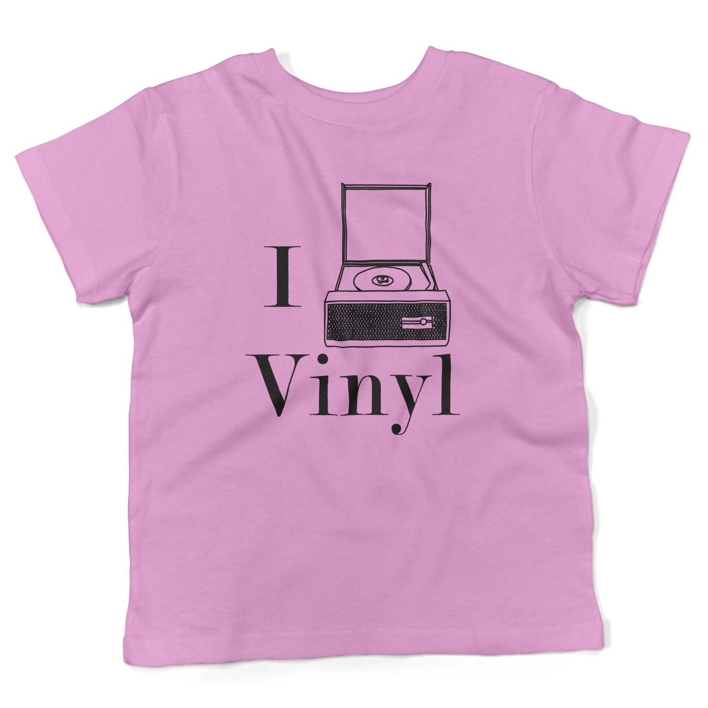 I Play Vinyl Toddler Shirt-Organic Pink-2T
