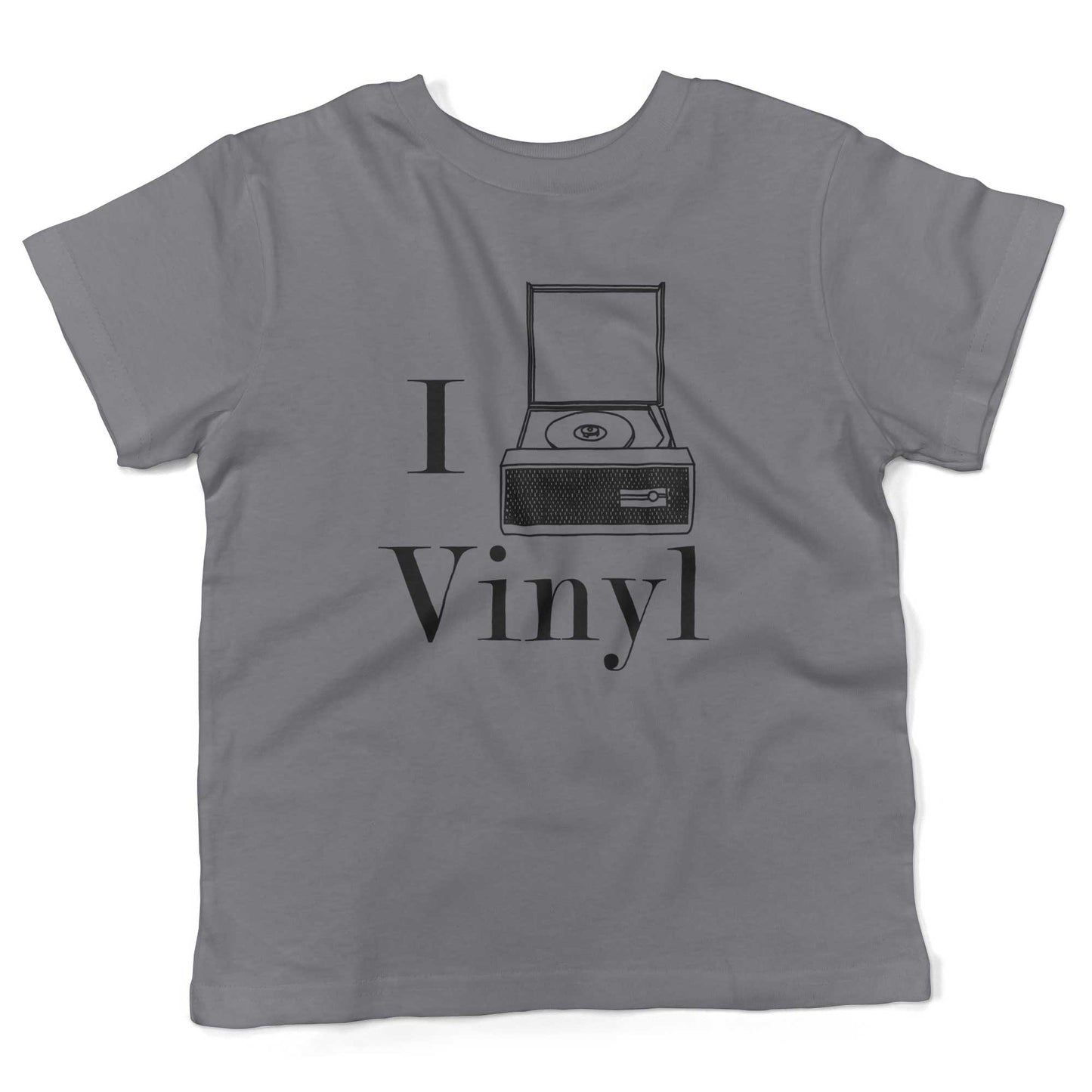 I Play Vinyl Toddler Shirt-Slate-2T