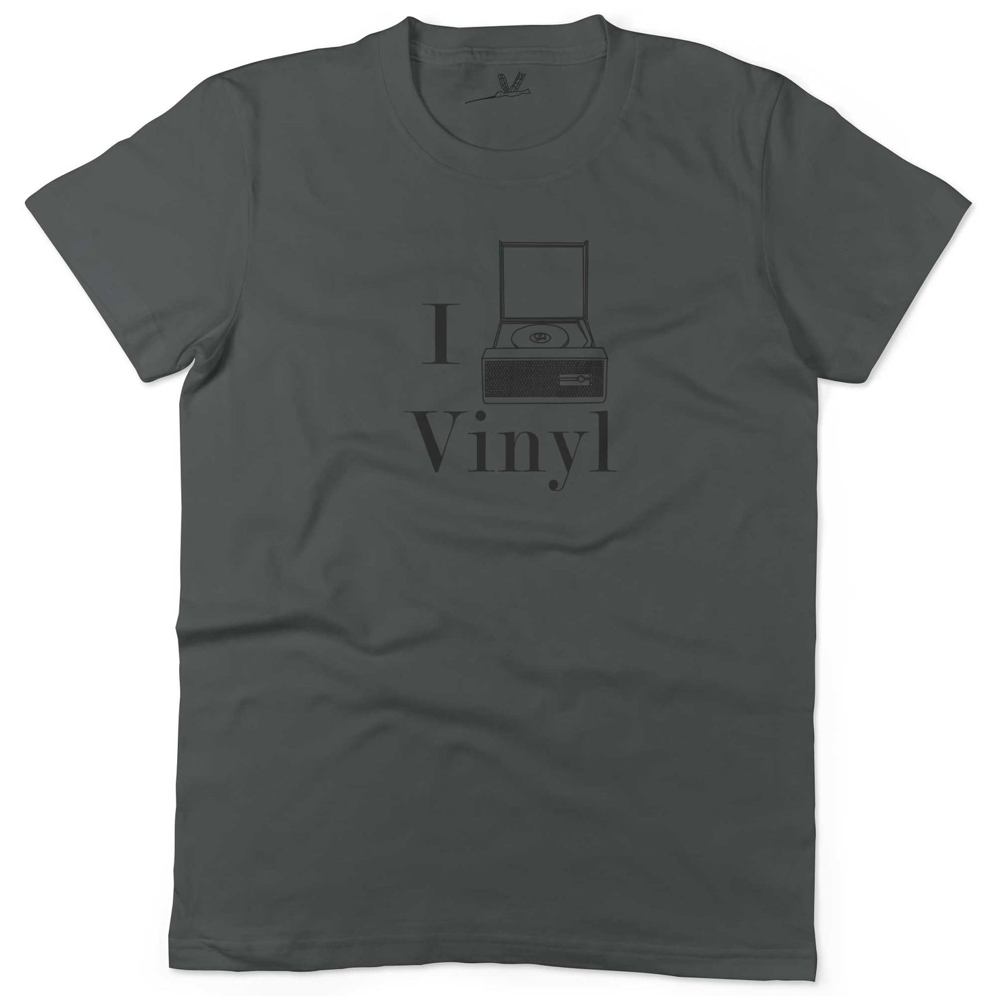 I Play Vinyl Unisex Or Women's Cotton T-shirt-Asphalt-Woman