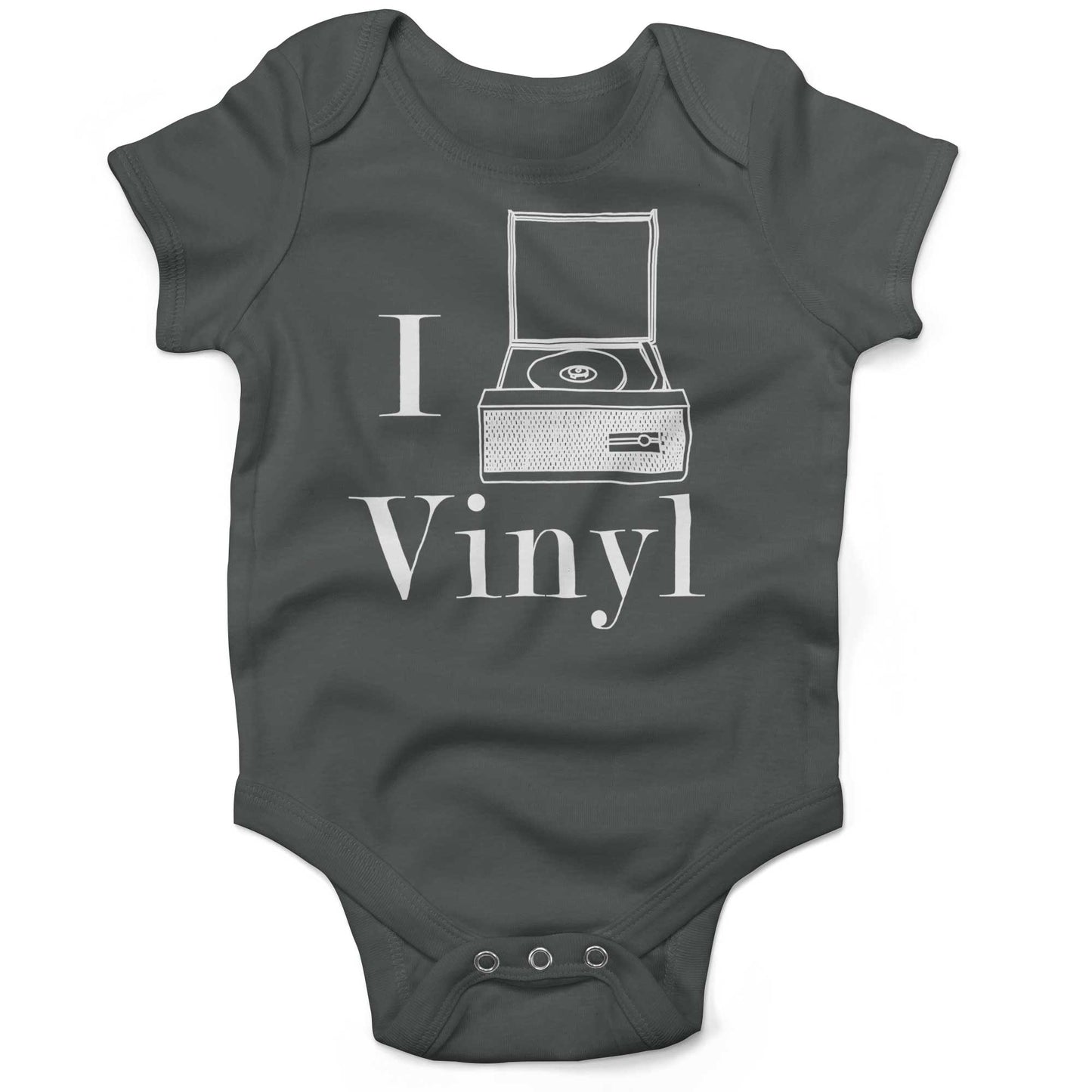 I Play Vinyl Baby One Piece or Raglan Tee-Organic Asphalt-3-6 months