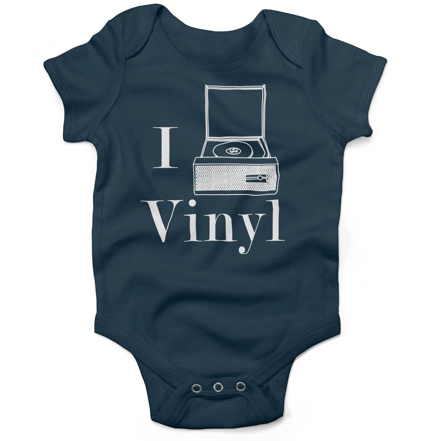 I Play Vinyl Baby One Piece or Raglan Tee-Organic Pacific Blue-3-6 months