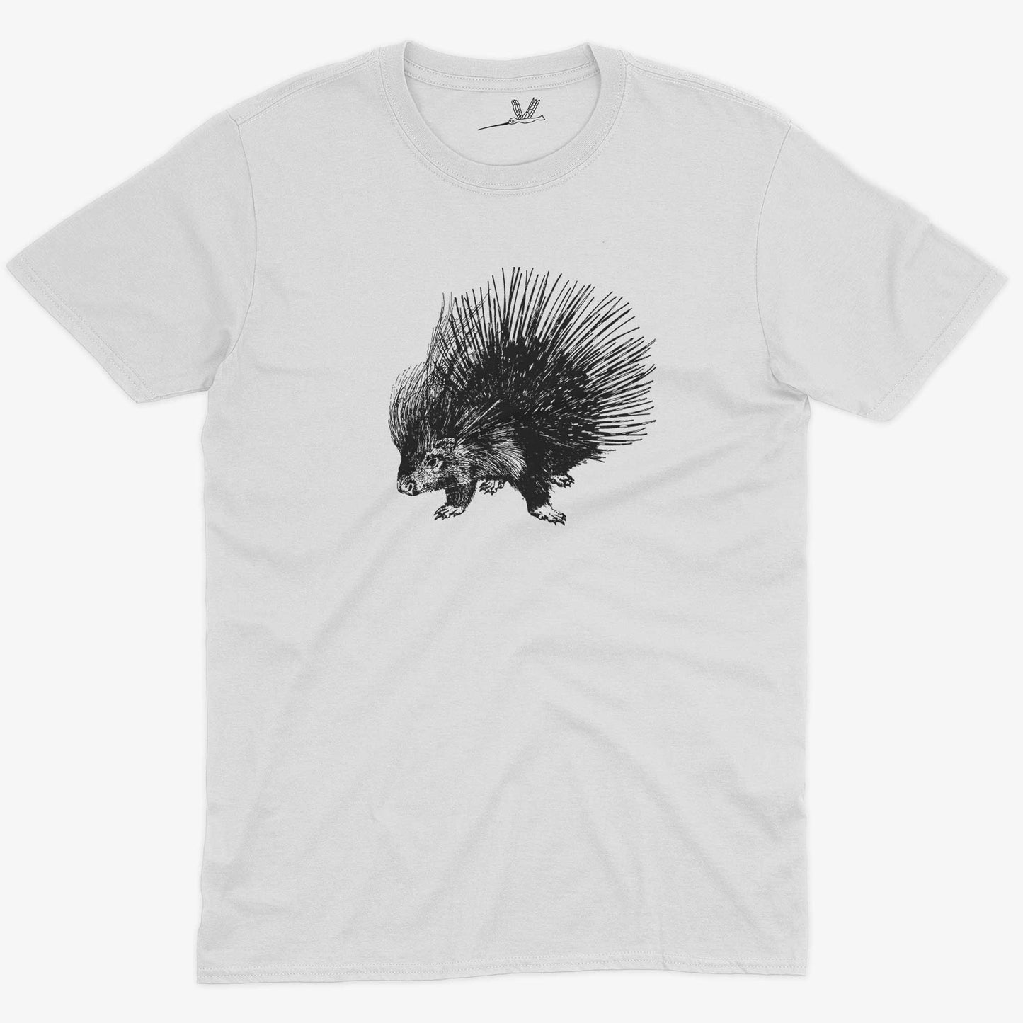 Cute Porcupine Unisex Or Women's Cotton T-shirt-White-Unisex