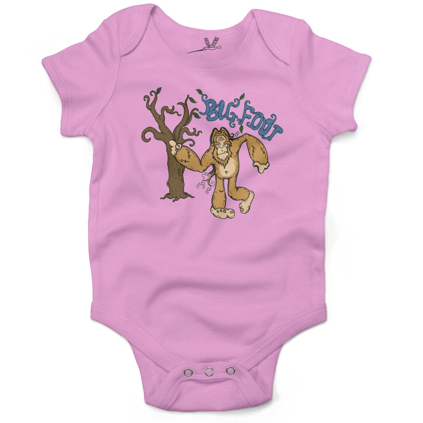 Bigfoot Infant Bodysuit or Raglan Baby Tee-Organic Pink-3-6 months