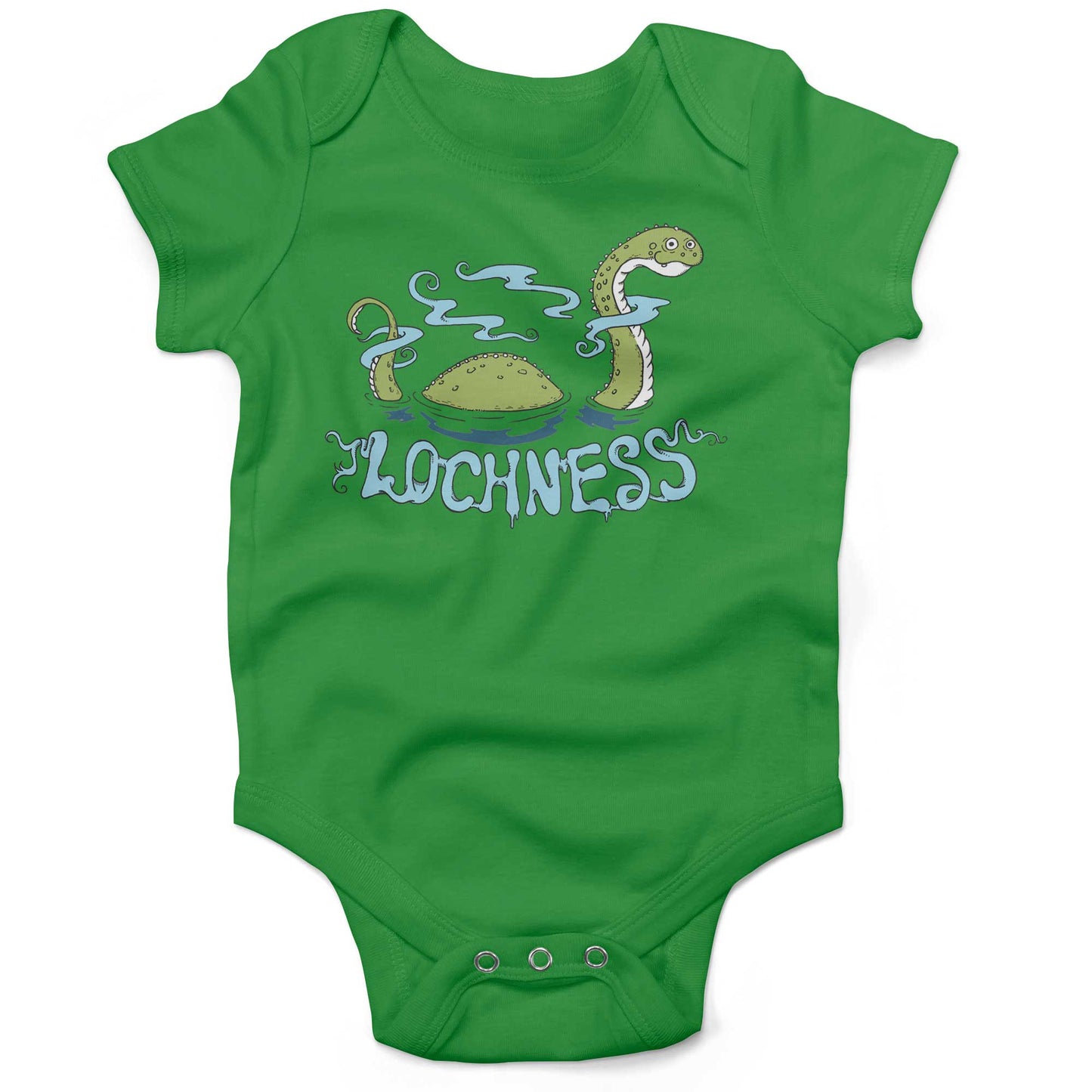 Loch Ness Monster Infant Bodysuit or Raglan Baby Tee-Grass Green-3-6 months