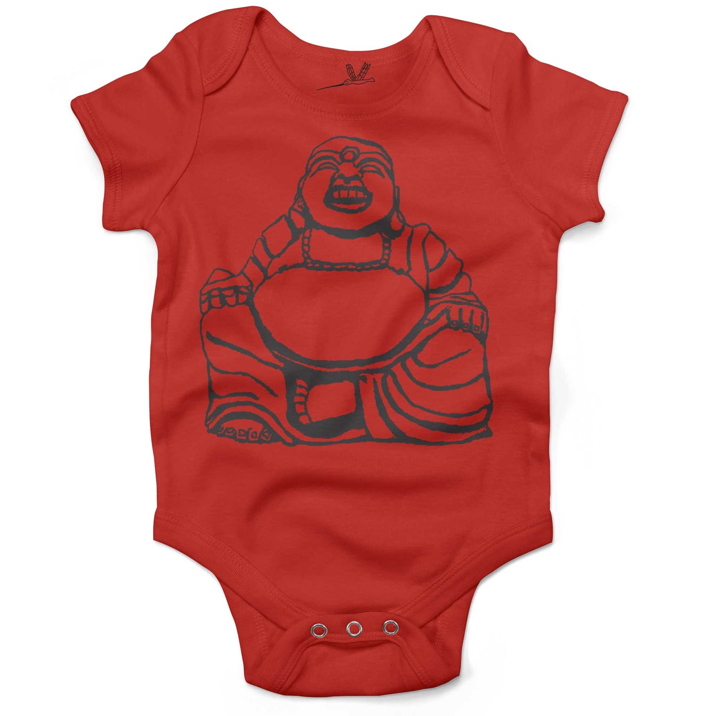 Laughing Buddha Infant Bodysuit or Raglan Baby Tee-Organic Red-3-6 months