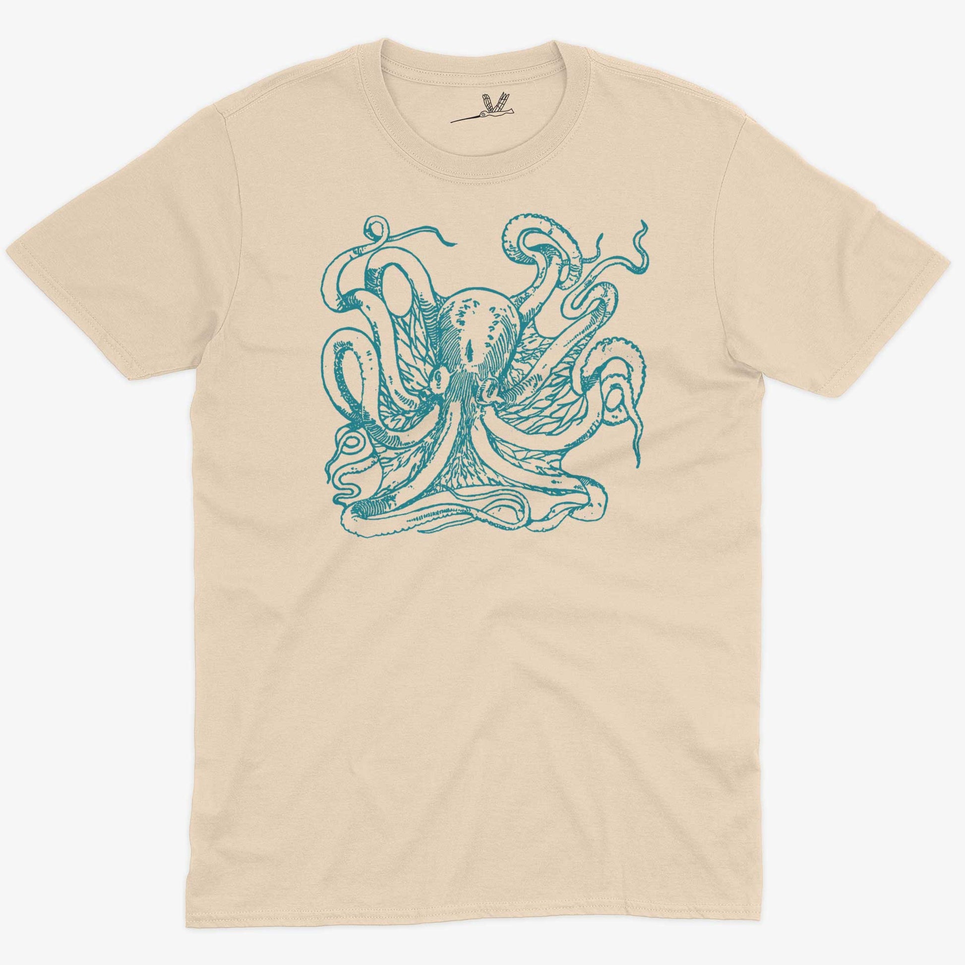 Giant Octopus Unisex Or Women's Cotton T-shirt-Organic Natural-Unisex