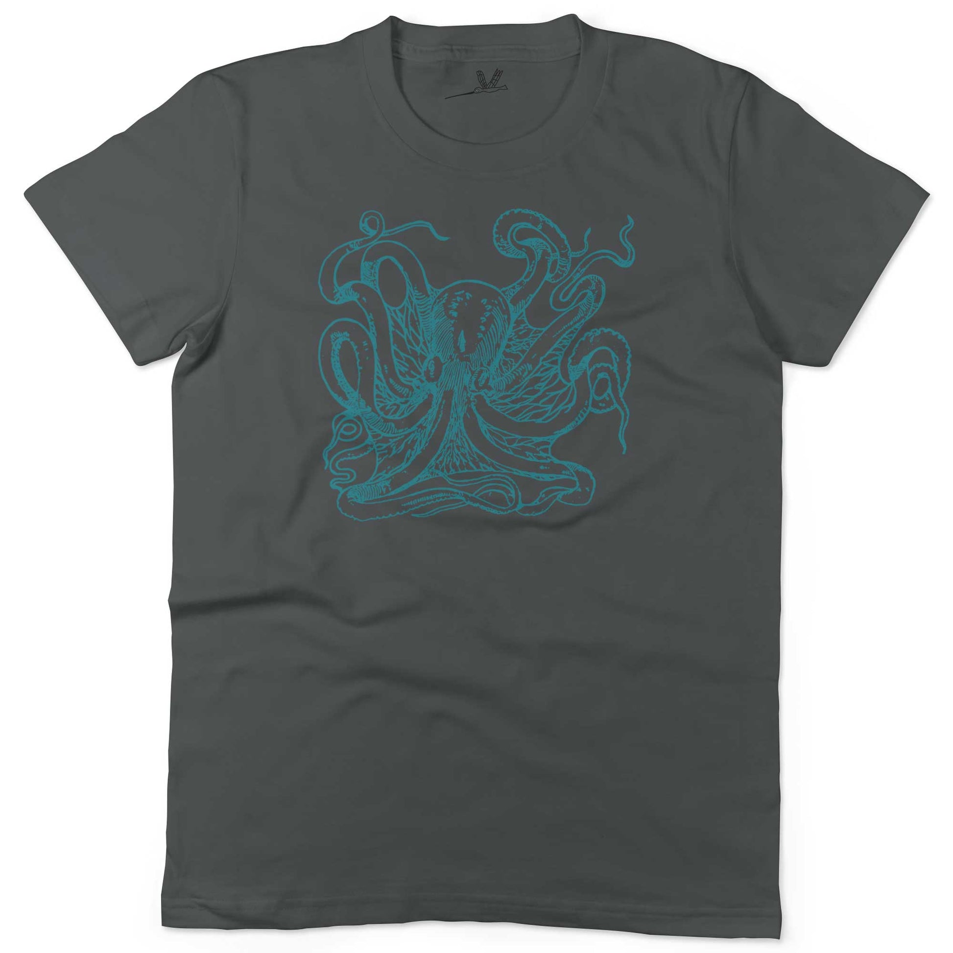 Giant Octopus Unisex Or Women's Cotton T-shirt-Asphalt-Woman