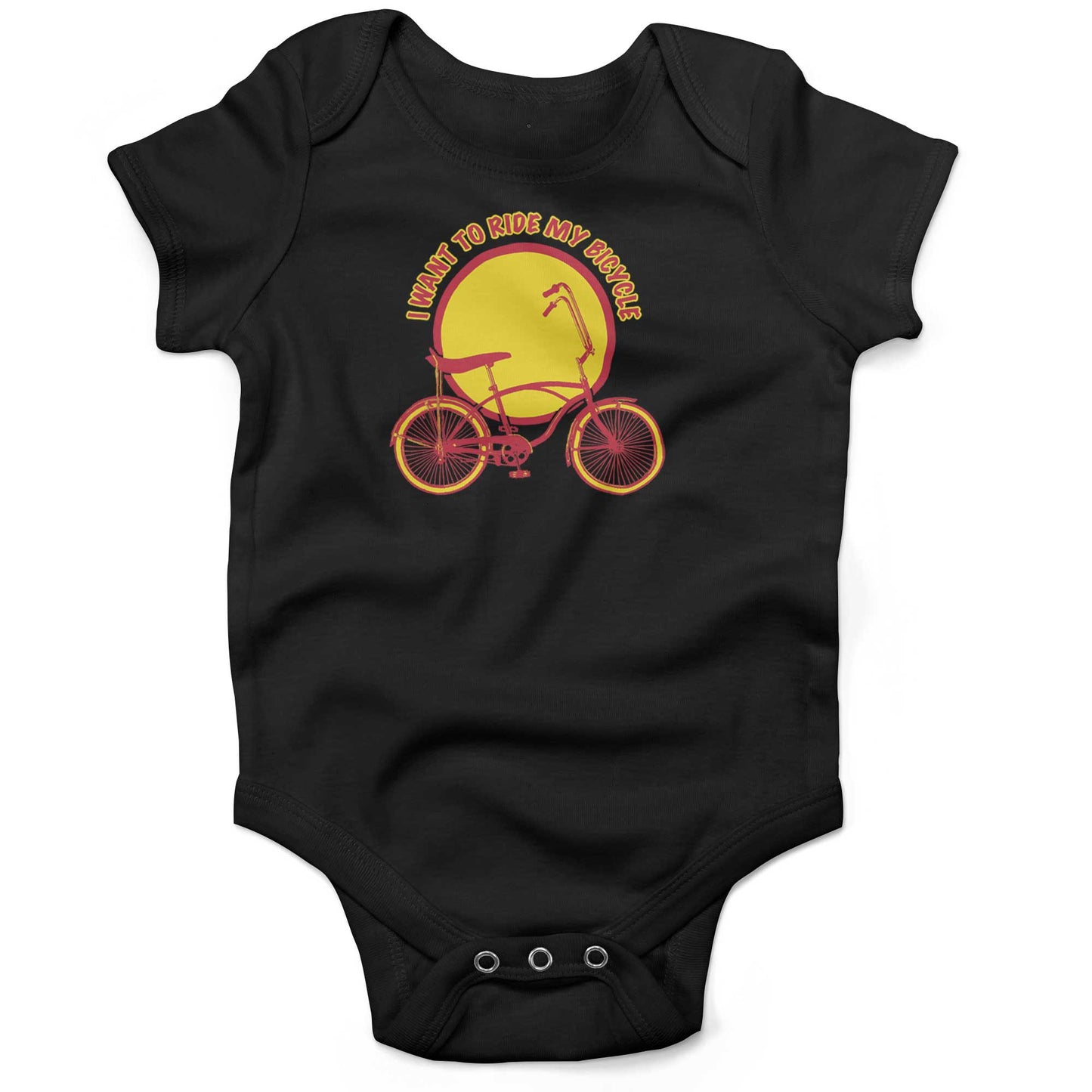 I Want To Ride My Bicycle Infant Bodysuit or Raglan Baby Tee-Organic Black-3-6 months