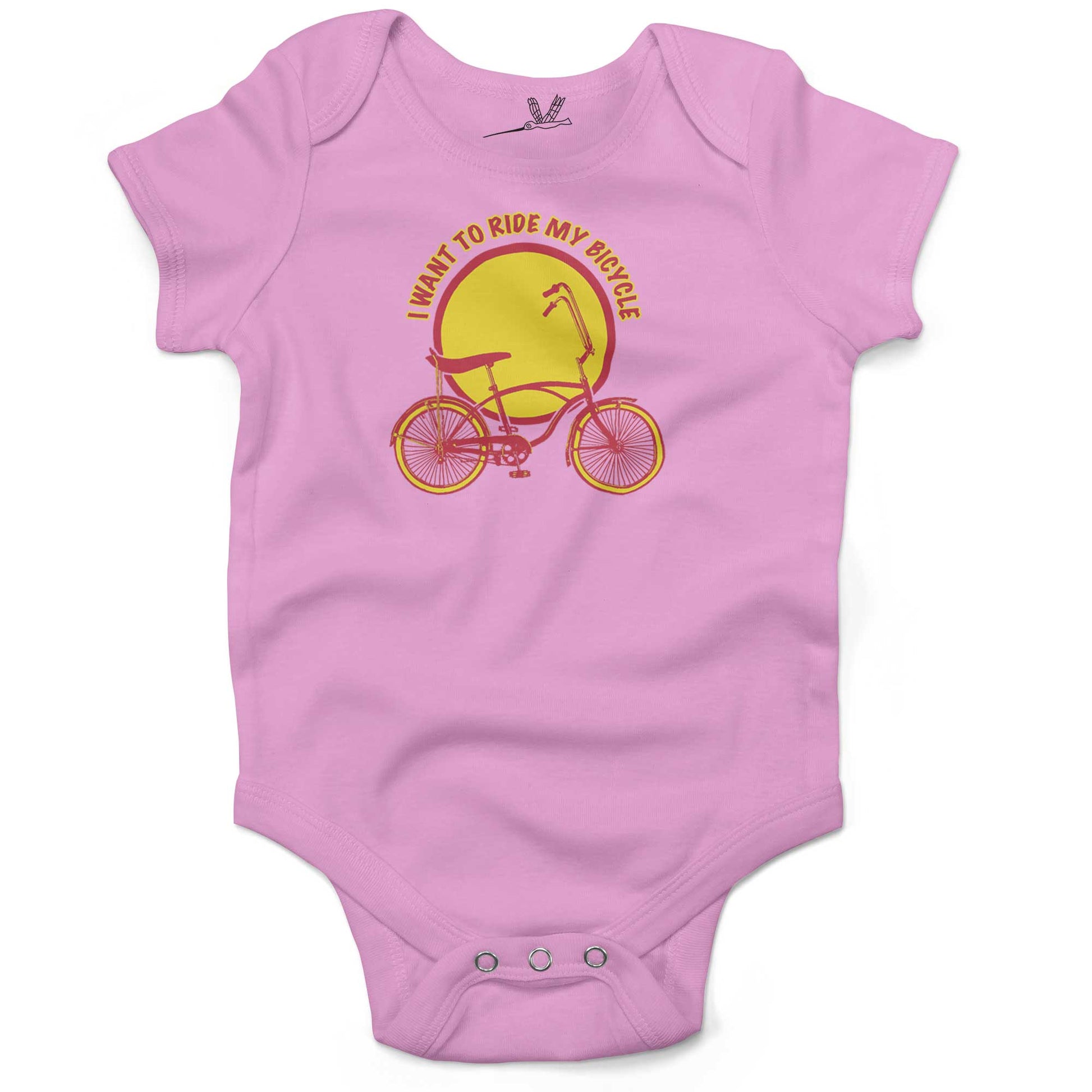 I Want To Ride My Bicycle Infant Bodysuit or Raglan Baby Tee-Organic Pink-3-6 months