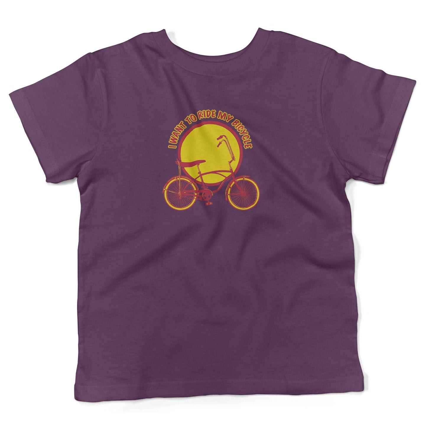 I Want To Ride My Bicycle Toddler Shirt-Organic Purple-2T