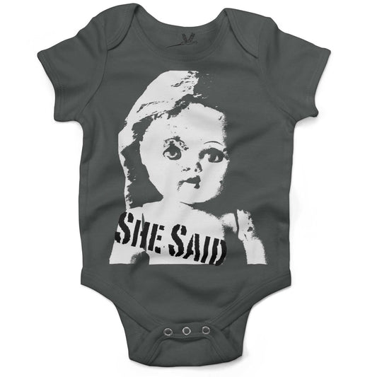 She Said Vintage Doll Head Infant Bodysuit or Raglan Baby Tee-Organic Asphalt-3-6 months