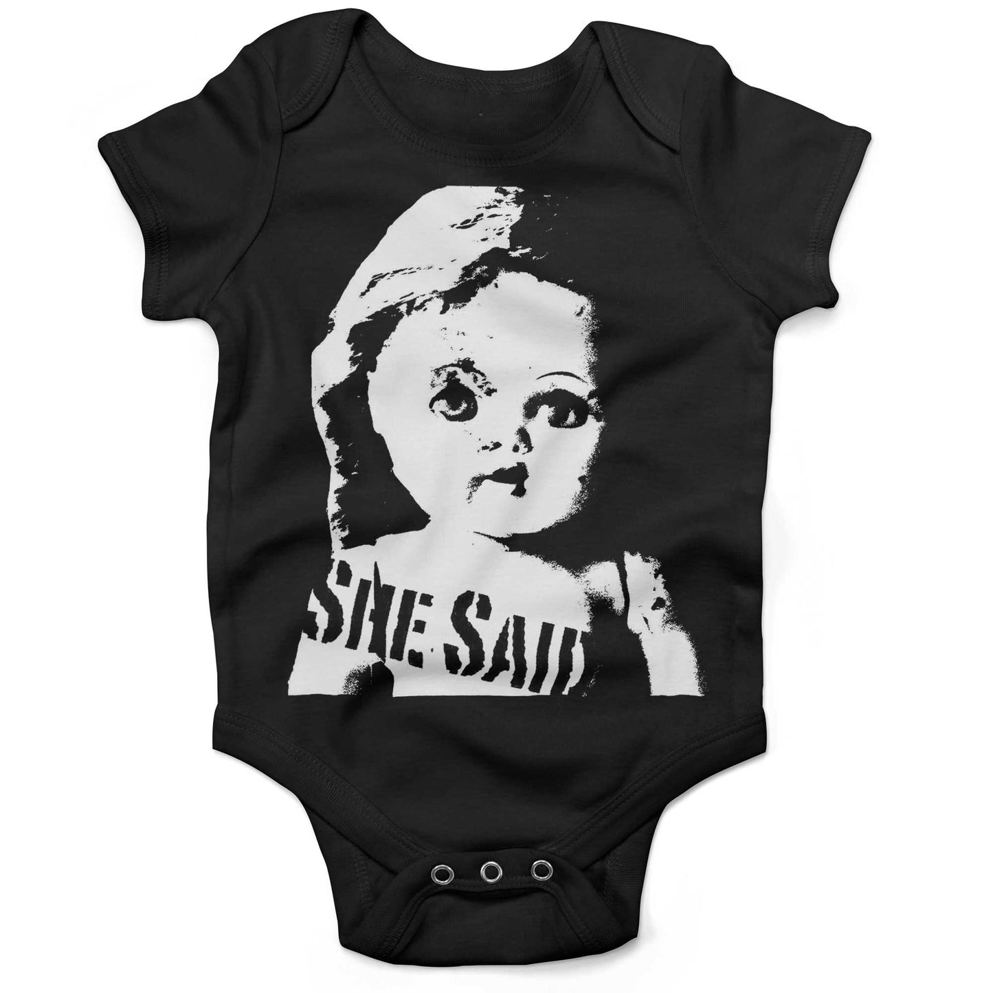 She Said Vintage Doll Head Infant Bodysuit or Raglan Baby Tee-Organic Black-3-6 months