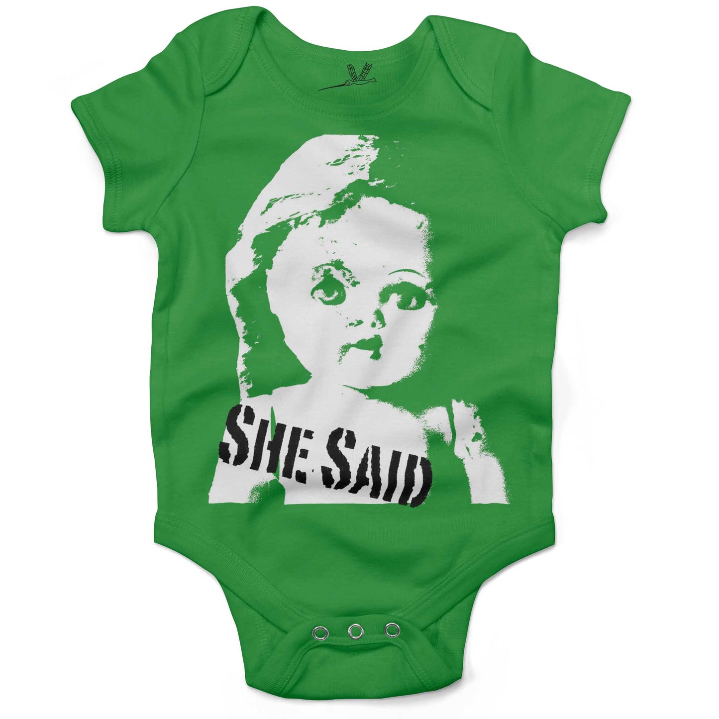 She Said Vintage Doll Head Infant Bodysuit or Raglan Baby Tee-Grass Green-3-6 months