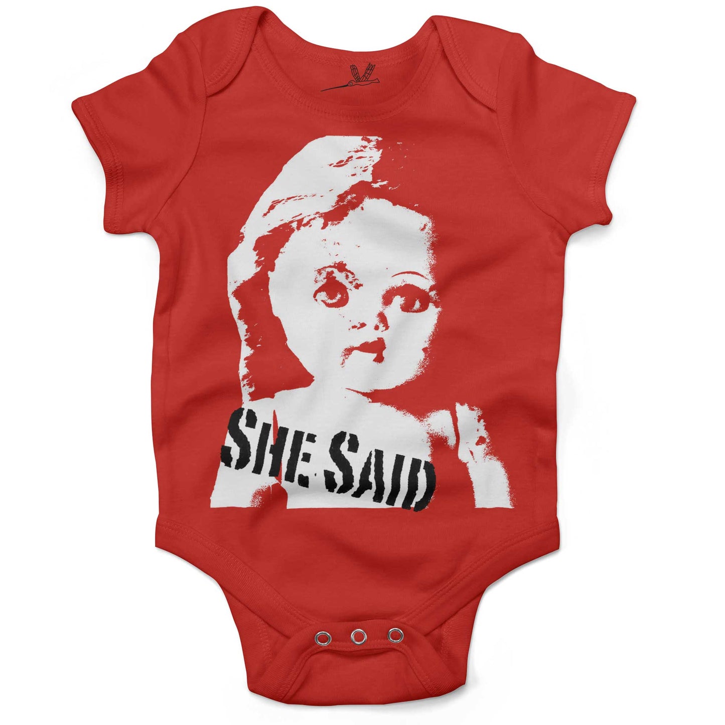 She Said Vintage Doll Head Infant Bodysuit or Raglan Baby Tee-Organic Red-3-6 months