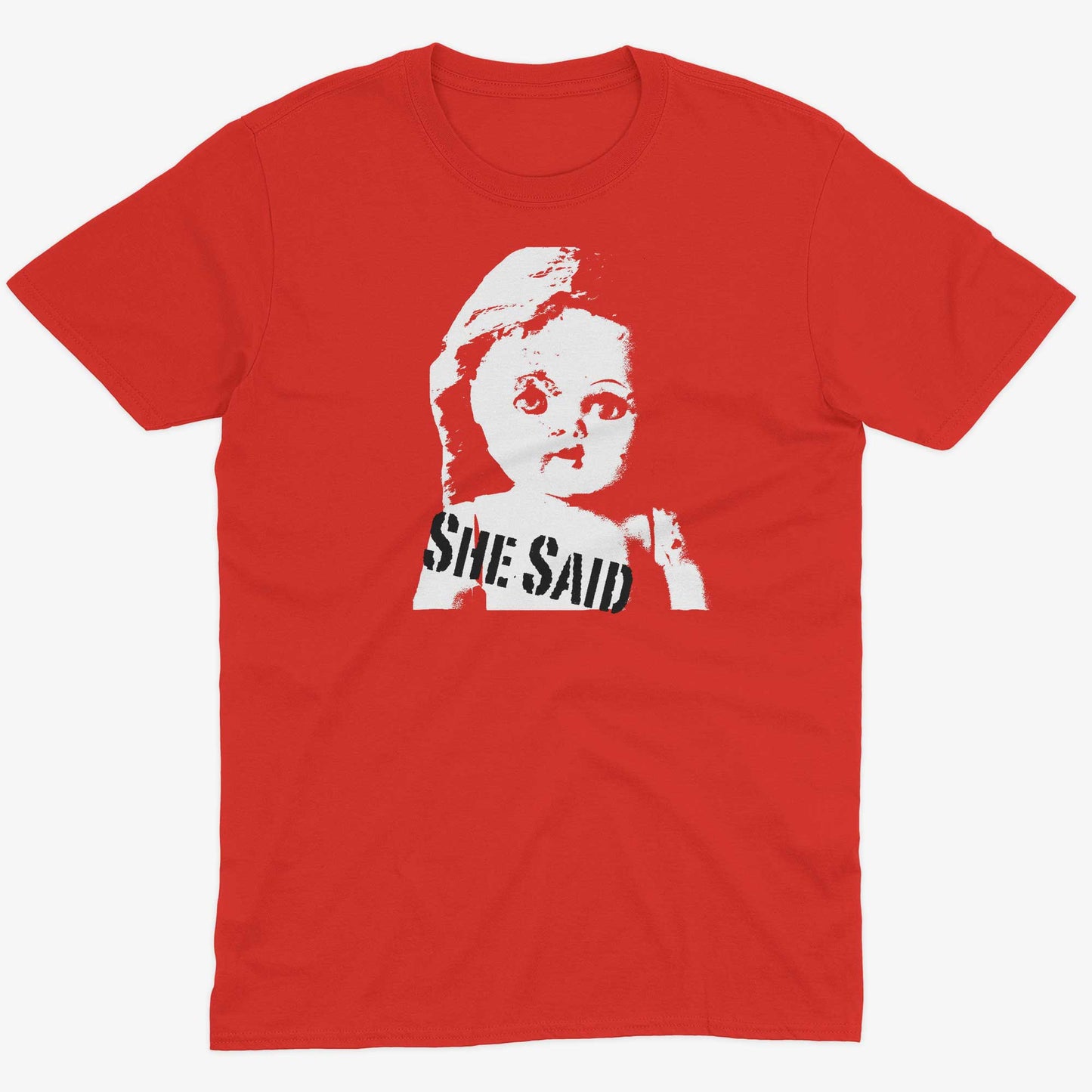 She Said Vintage Doll Head Unisex Or Women's Cotton T-shirt-Small-Unisex