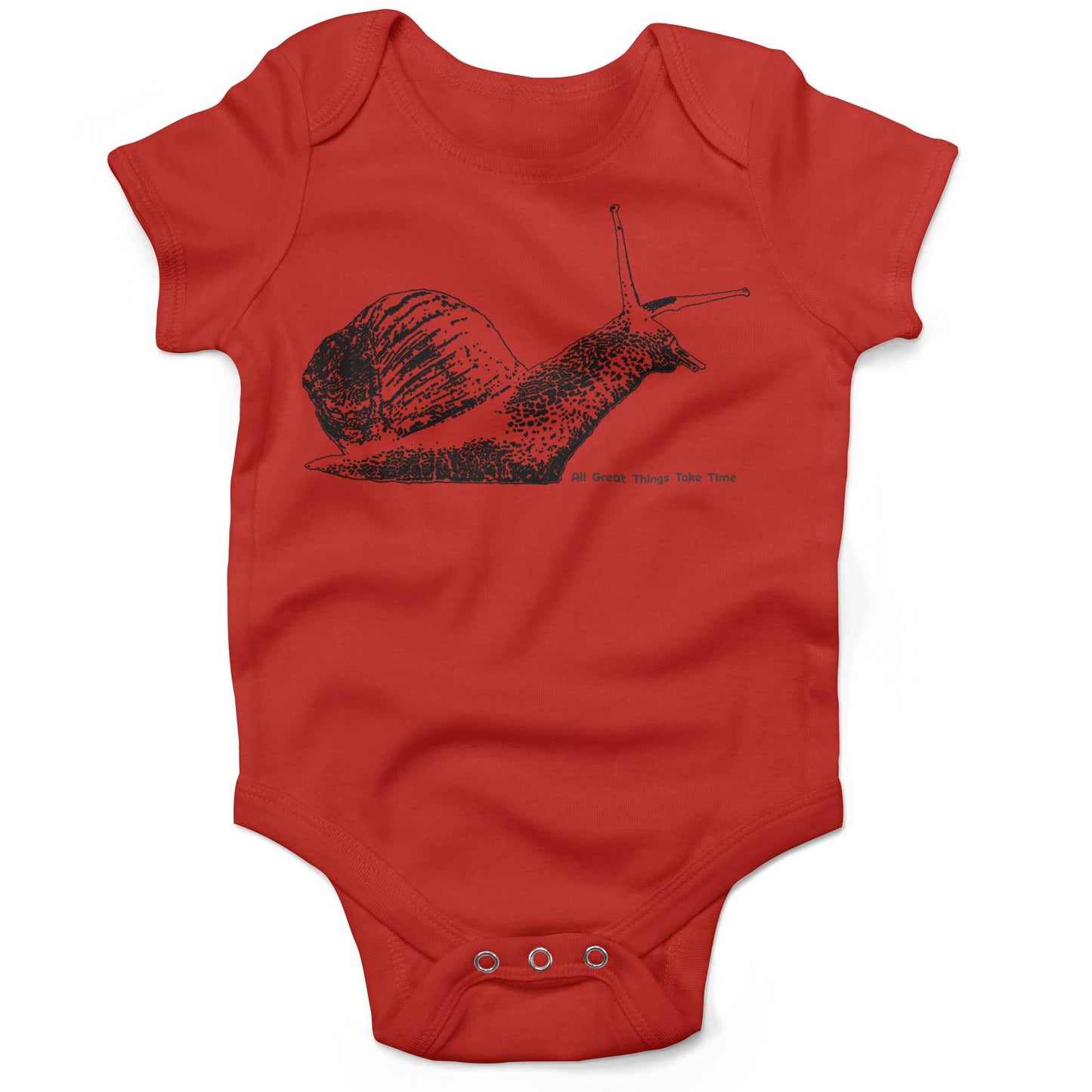 All Great Things Take Time Baby One Piece-Organic Red-3-6 months