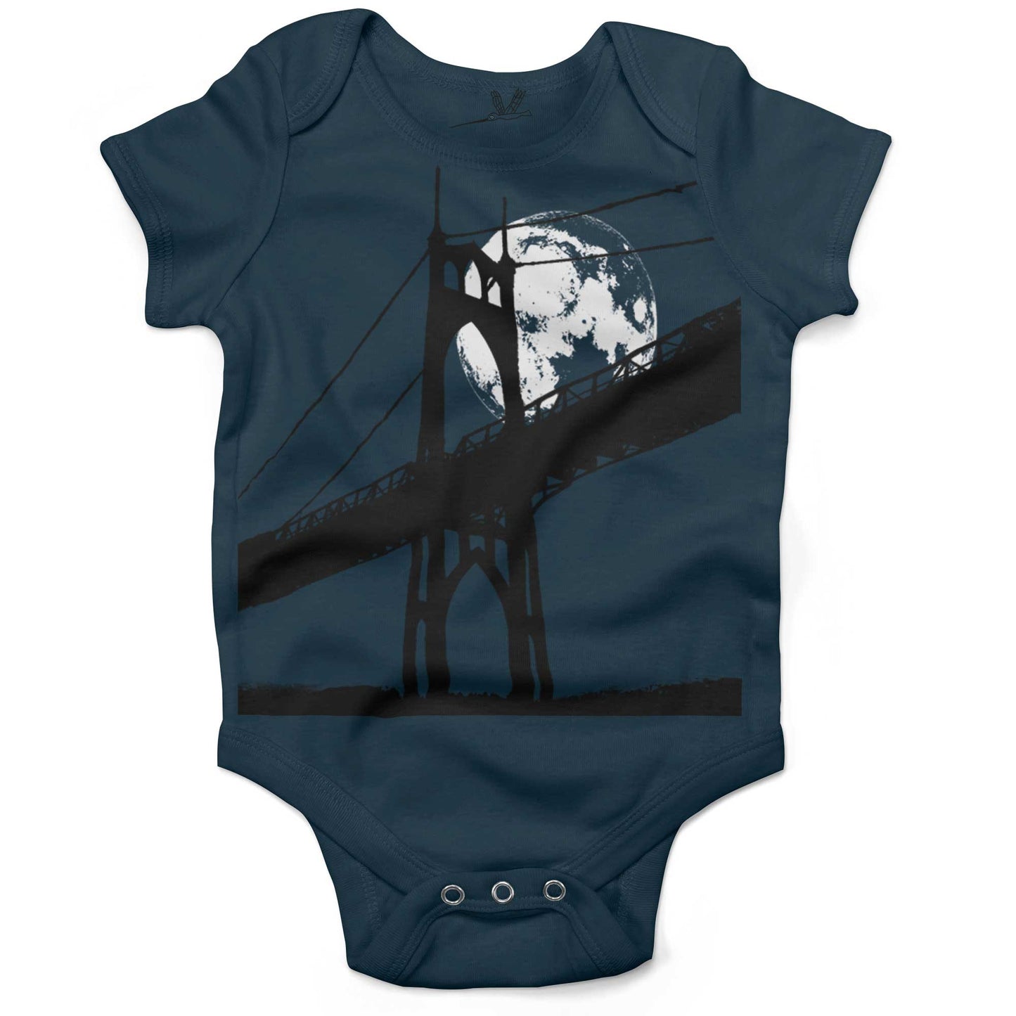 St Johns Bridge Under A Full Moon Infant Bodysuit-Organic Pacific Blue-3-6 months