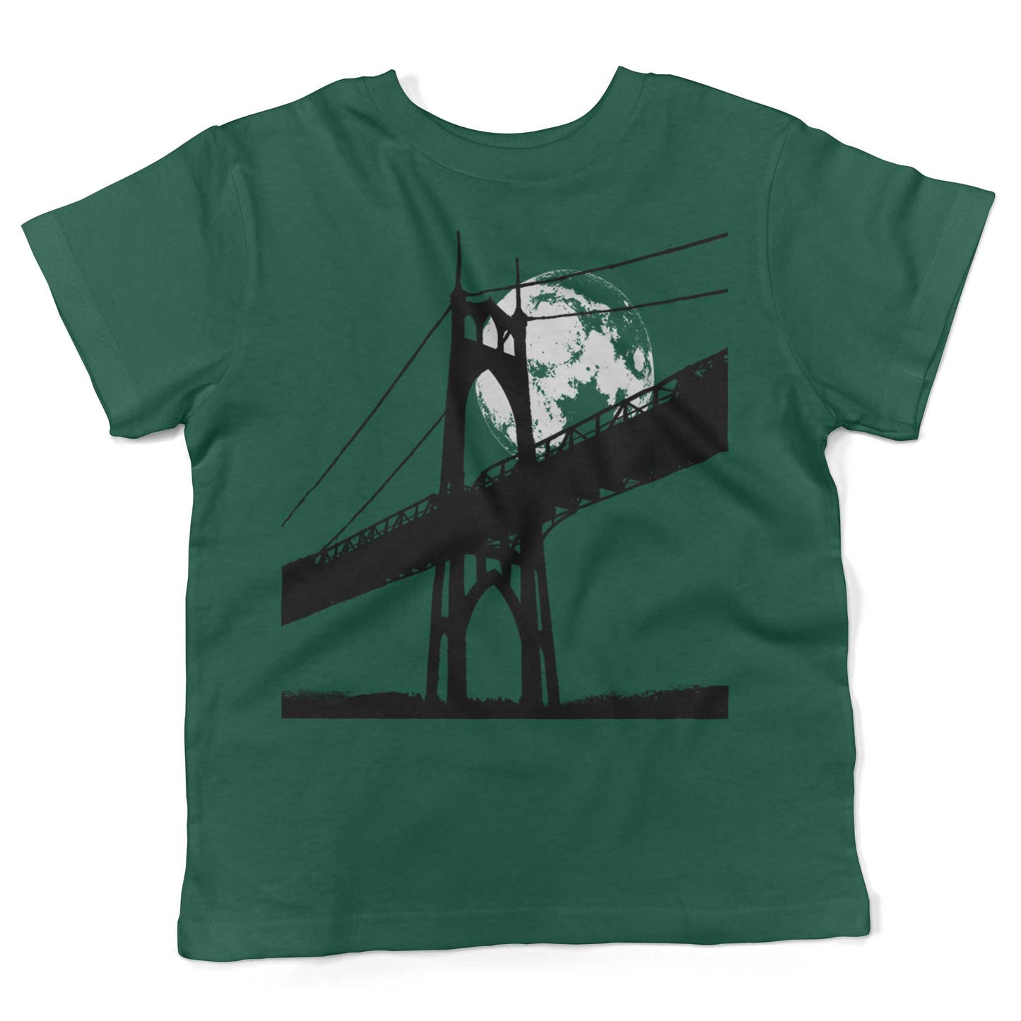 St Johns Bridge Under A Full Moon Toddler Shirt-Kelly Green-2T