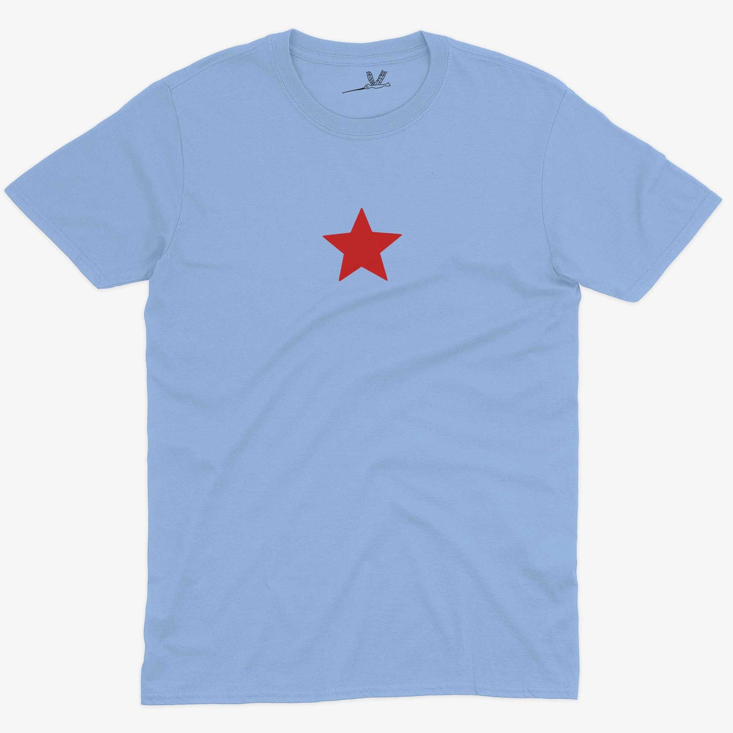 Five-Point Red Star Unisex Or Women's Cotton T-shirt-Baby Blue-Unisex