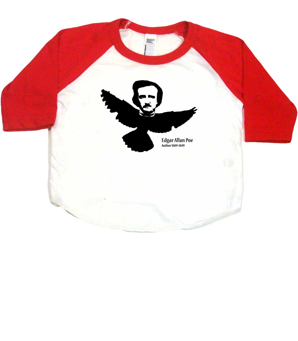 Red & White Poe Baby Raglan tee