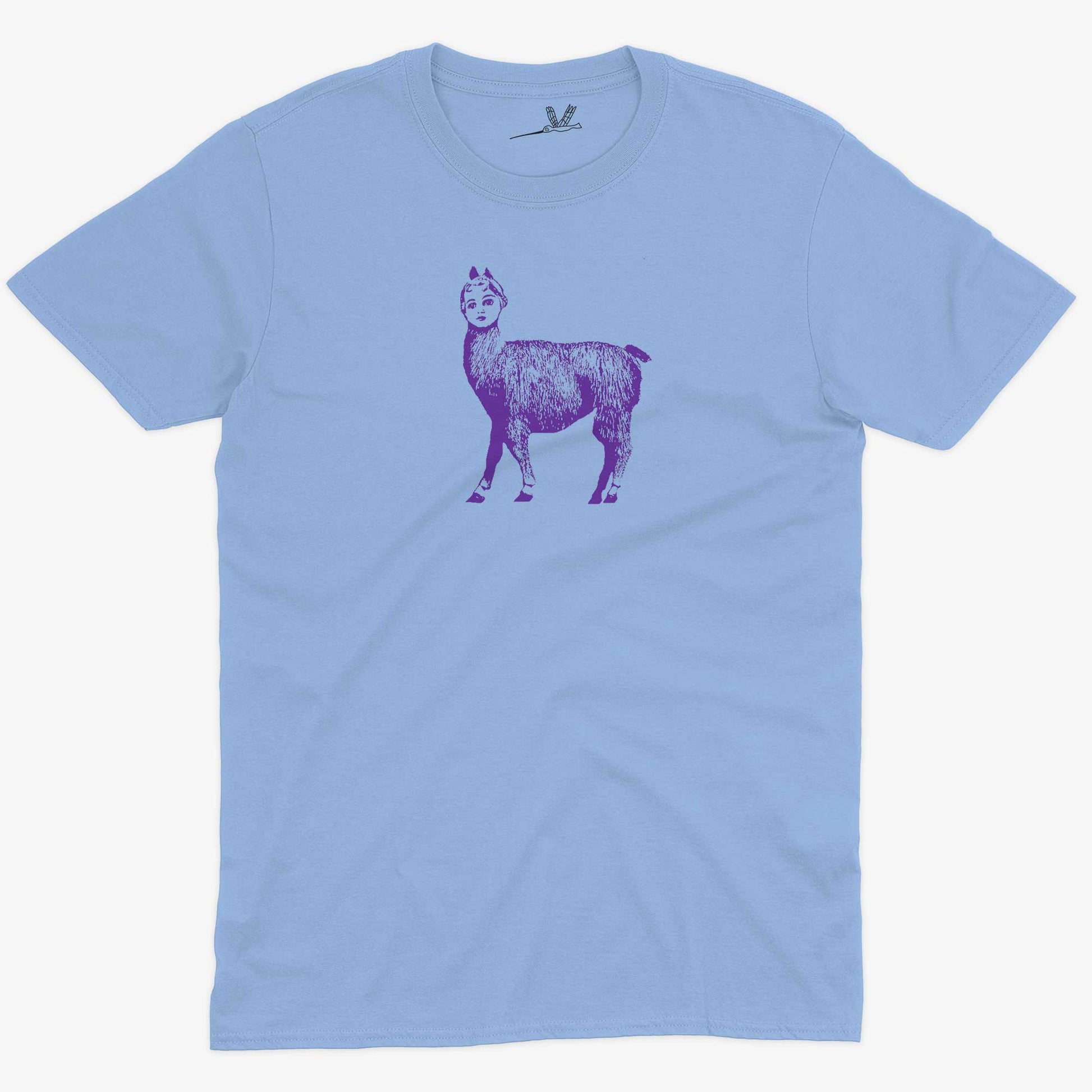 Dolly Llama Unisex Or Women's Cotton T-shirt-Baby Blue-Unisex