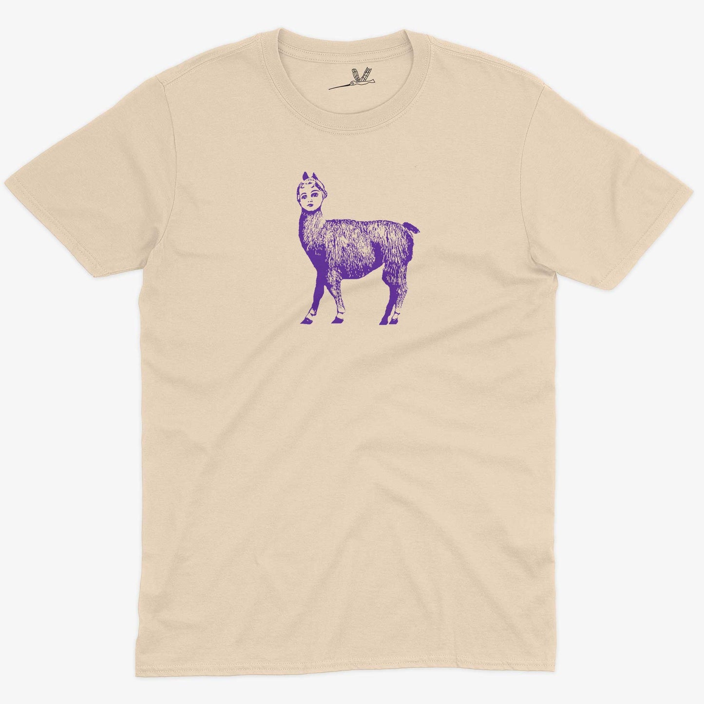 Dolly Llama Unisex Or Women's Cotton T-shirt-Organic Natural-Unisex