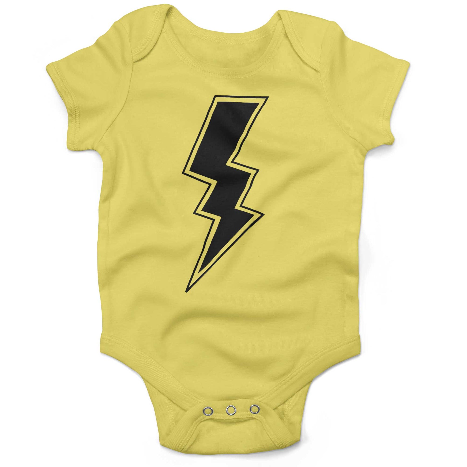 Giant Lightning Bolt Infant Bodysuit or Raglan Baby Tee-Yellow-3-6 months
