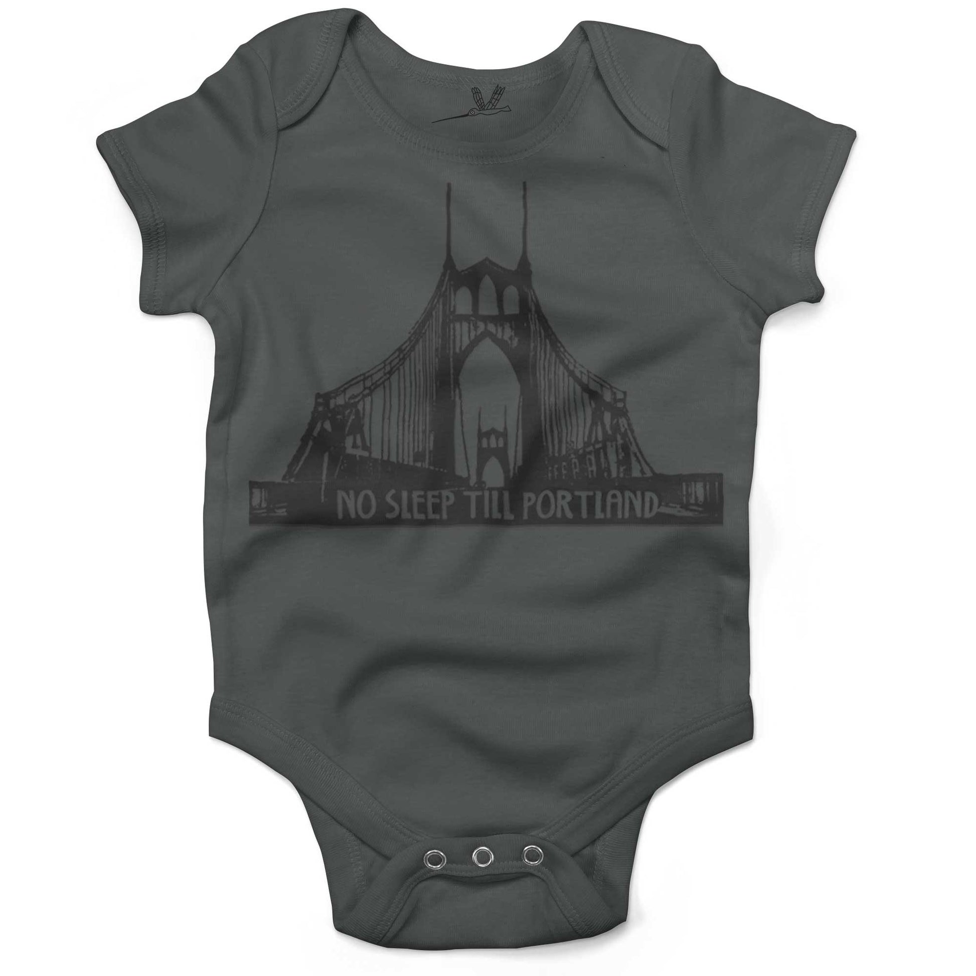 No Sleep Till Portland Infant Bodysuit or Raglan Baby Tee-Organic Asphalt-3-6 months
