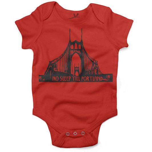 No Sleep Till Portland Infant Bodysuit or Raglan Baby Tee-Organic Red-3-6 months